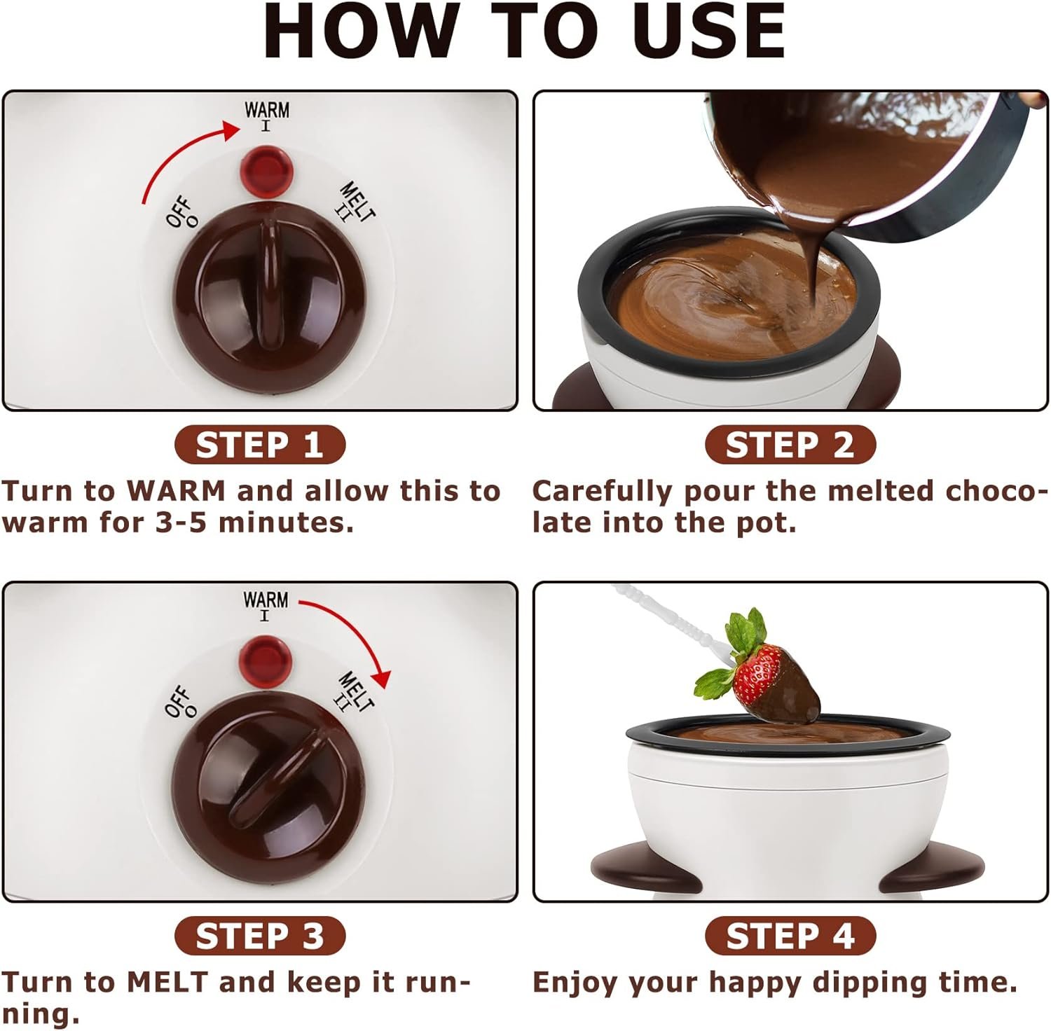 Chocolate Fondue Pot, Mini Electric Chocolate Melting Pot, Chocolate Maker Chocolate Marshmallow Candy Melting Warming Fondue Set Dipping Pot with 10pcs Forks & Removable Pot for Party, White - Image 4