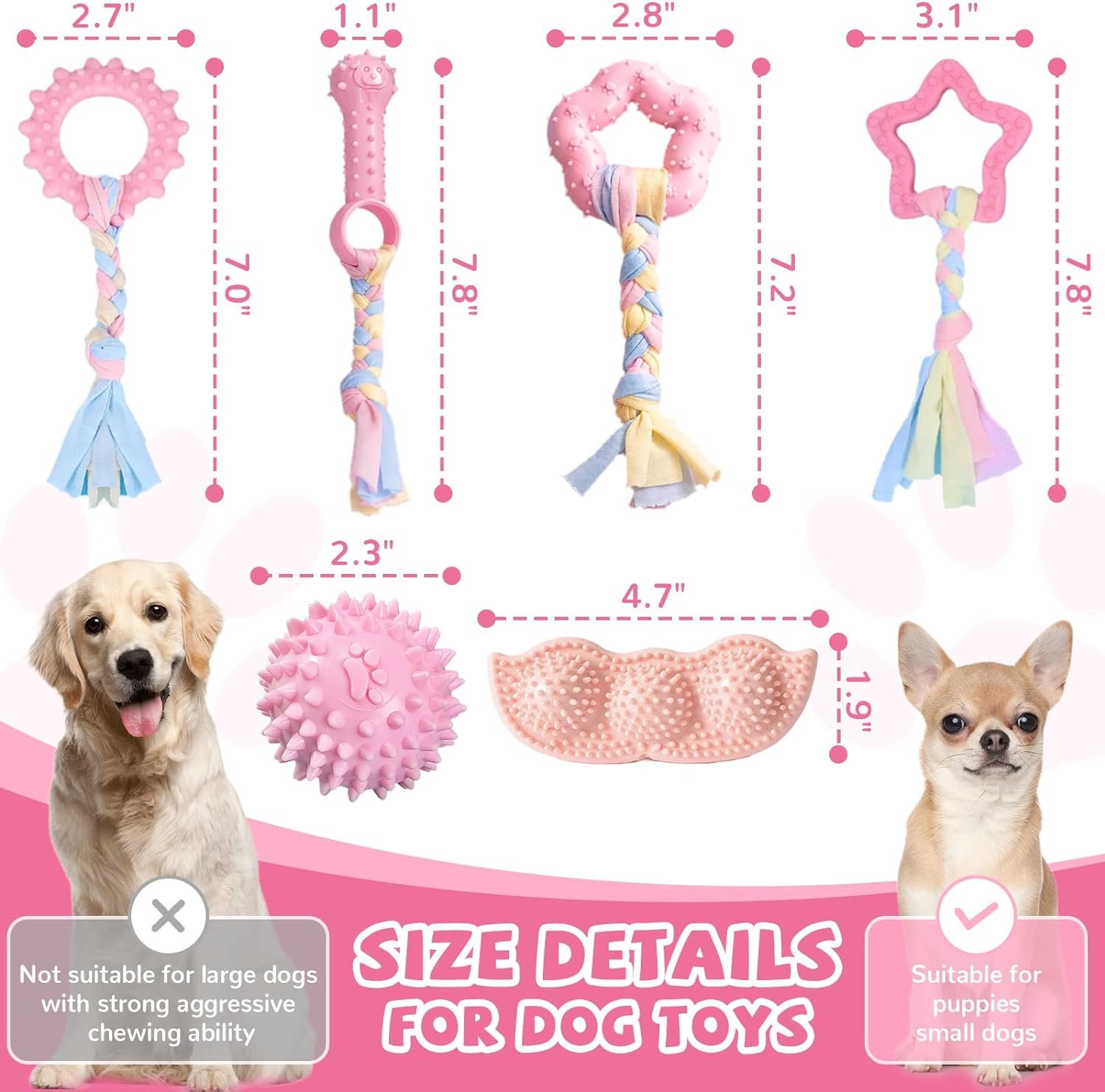 Puppy Toys,6 Pack Puppy Chew Toys for Teething Small Breed,Cute Pink Small Dog Chew Toys,Soft Rubber Durable Dog Teething Toys,Puppy Teething Toys for Small Puppies, Dog Toys Set - Image 7