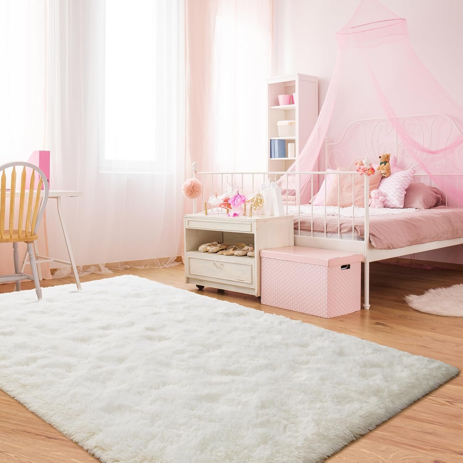 Rostyle Fluffy Cream White 6x9 Area Rugs for Living Room,Large Living Room Carpet,Big Shaggy Rugs for Bedroom,Thick Fuzzy Dorm Rug,Soft Indoor Floor Rug for Kids Room Decor Aesthetic - Image 3