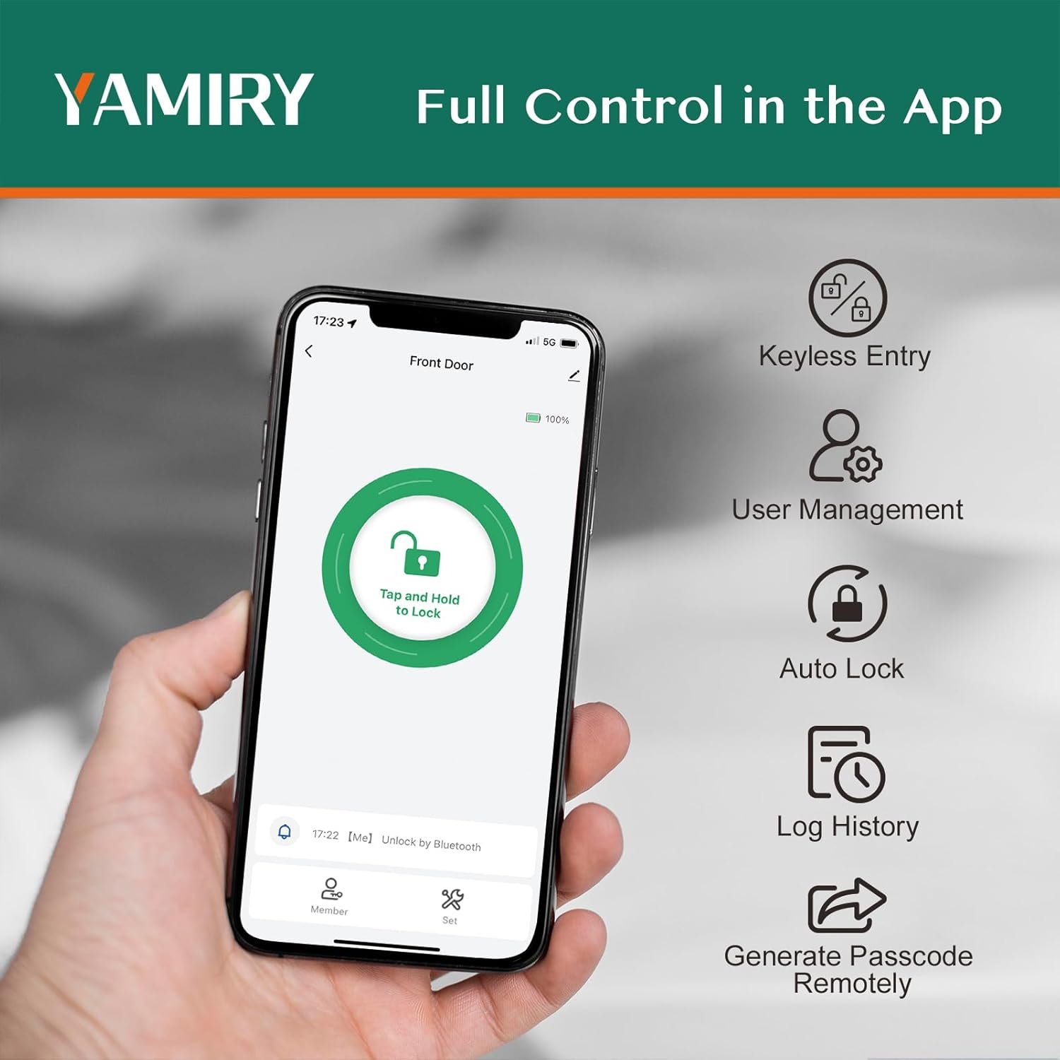 Smart Door Handle Lock with Keypad:Yamiry Fingerprint Lock - Keyless Entry Door Lock for Front Door - Digital Door Lock - WiFi Door Lock with APP - Genarate Passcode Remotely - DIY Installation - Image 5