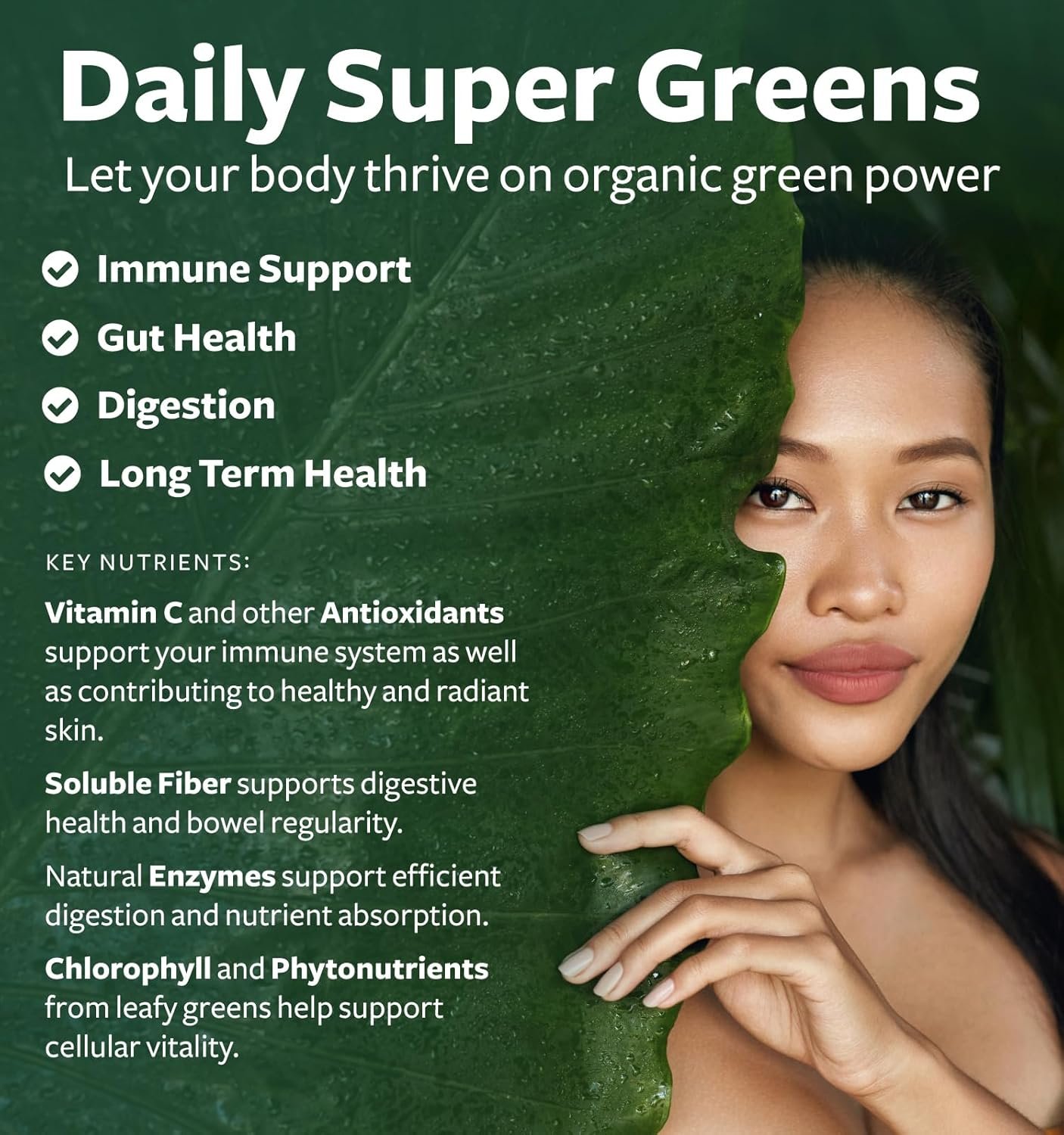 USDA Organic Greens Powder (60 Tablets) Convenient Pills - Complete Superfood Supplement with 28 Fruits & Vegetables - Super Antioxidants, Energy, Gut Health, and Immune Support (No Capsules) - Image 3