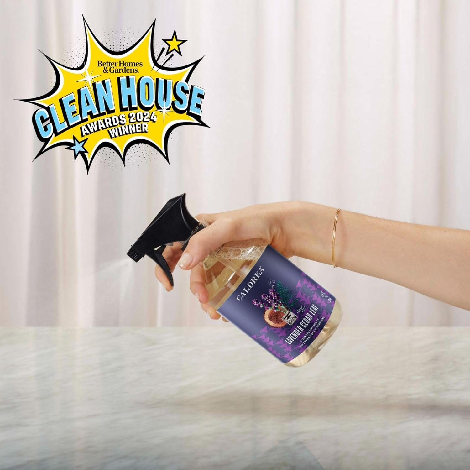 Caldrea Multi-surface Countertop Spray Cleaner, Made with Vegetable Protein Extract, Lavender Cedar Leaf, 16 oz, 3 Pack - Image 5