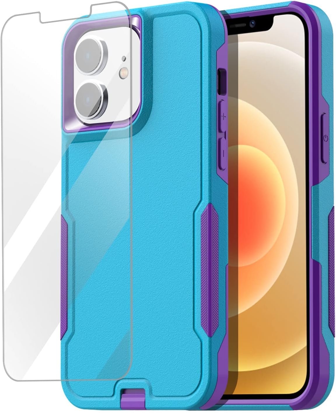 AICase for iPhone 12/iPhone 12 Pro Case with Glass Screen Protector,Heavy Duty Drop Protection Full Body Rugged Shockproof Military Protective Tough Durable Cover for iPhone 12/iPhone 12 Pro 6.1"_3 - Image 2