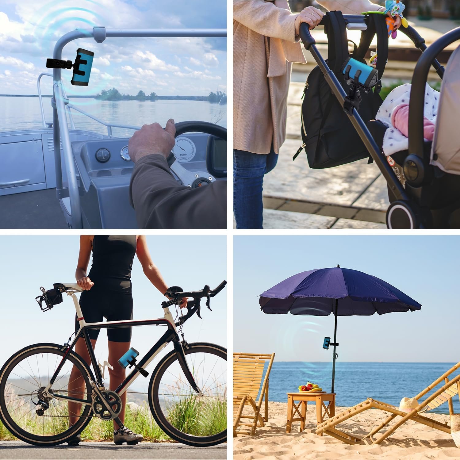 OontZ Angle 3 Blue Bluetooth Speaker with Bracket and Clamp Mount, Portable IPX5 Waterproof Speaker - Image 7