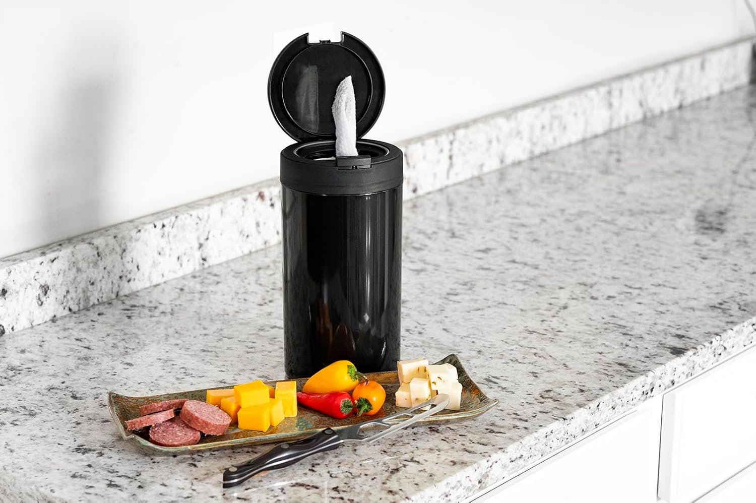 Disinfecting Wipes Dispenser - Push Button Decorative Holder for Standard Cleaning Wipes Container, Use in Kitchen Countertop, Bathroom, Classroom (Black) - Image 6