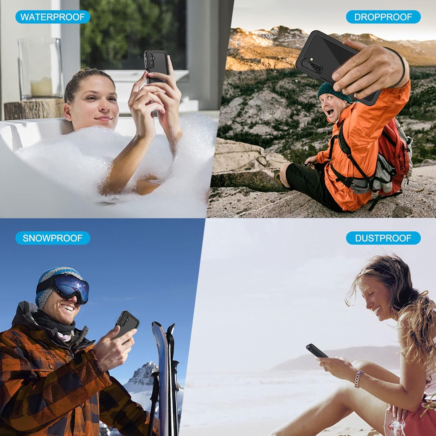 Lanhiem for Samsung Galaxy A14 5G Case, IP68 Waterproof Dustproof, Built-in Screen Protector, Rugged Full Body Shockproof Protective Cover, Black/Clear - Image 8