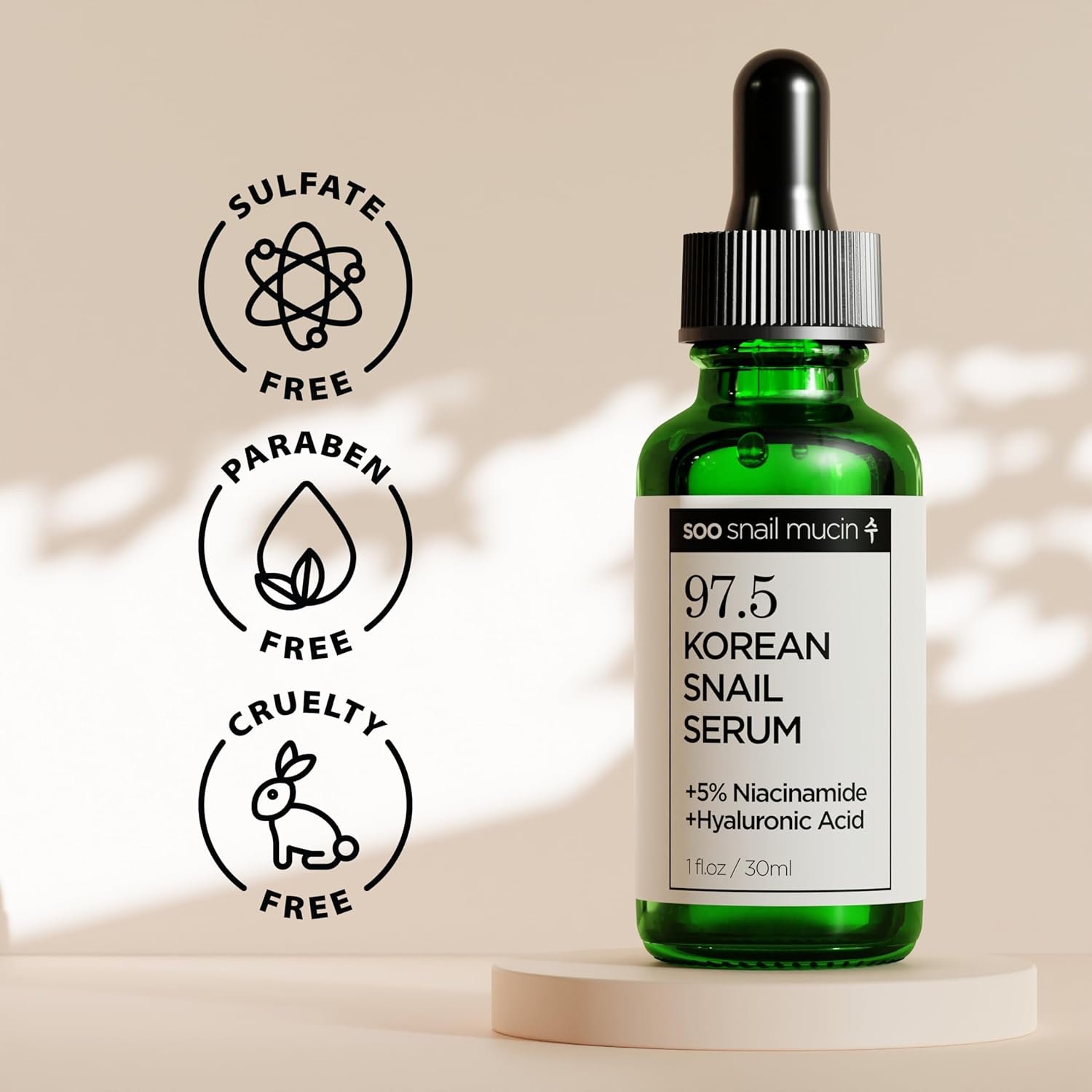 97.5% Snail Mucin Serum - Korean Niacinamide Serum - Glass Skin K Beauty Skincare Routine - Cruelty Free Skin Care for Anti Aging 1oz - Image 7