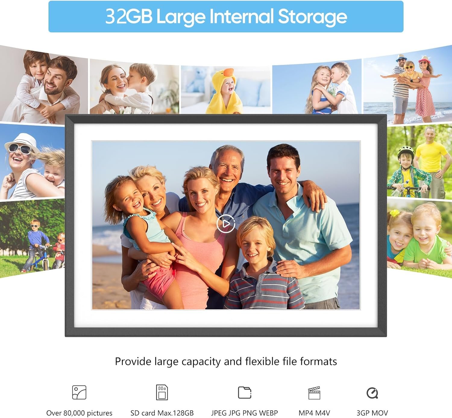 ARZOPA Frameo Digital Picture Frame 10.1 Inch Smart WiFi Digital Photo Frame 32GB with 1280x800 IPS Touch Screen, Auto-Rotate and Slideshow, Easy Setup to Share Photos Or Videos from Anywhere Anytime - Image 6