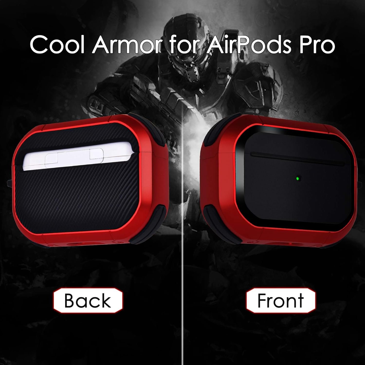 CAGOS for Airpods Pro Case, Cool Shock-Absorbing iPod Pro Hard Cover with Metal Keychain Accessories Compatible with Apple Airpod Pro 1st Generation Case Women Men, Red - Image 8