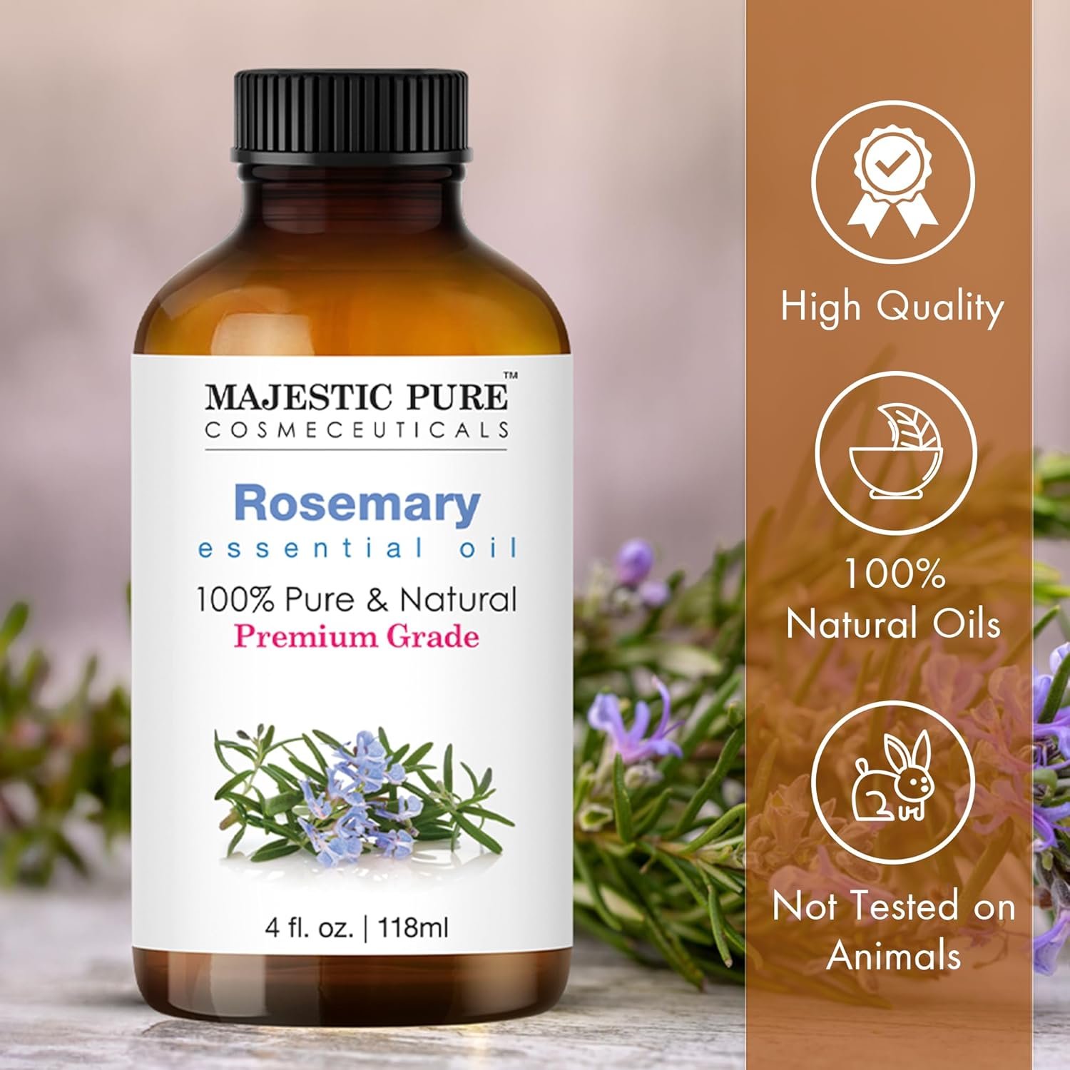 Majestic Pure Organic Rosemary Essential Oil - 100% Pure & Premium Rosemary Oil for Hair Growth, Skin, Face, Aromatherapy & Diffuser - 4 fl oz | Perfect Organic Rosemary Oil for Hair Growth - Image 9