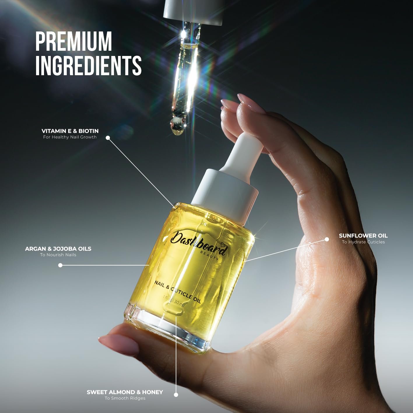 Dashboard Beauty Cuticle Nail Oil - Advanced Nail Moisturizer & Premium Nail Strengthener with Jojoba, Vitamin E - Repairs Damaged Nails, Nourishes, Enhances Growth - Salon-Grade, Deep Hydration, 1 oz - Image 5