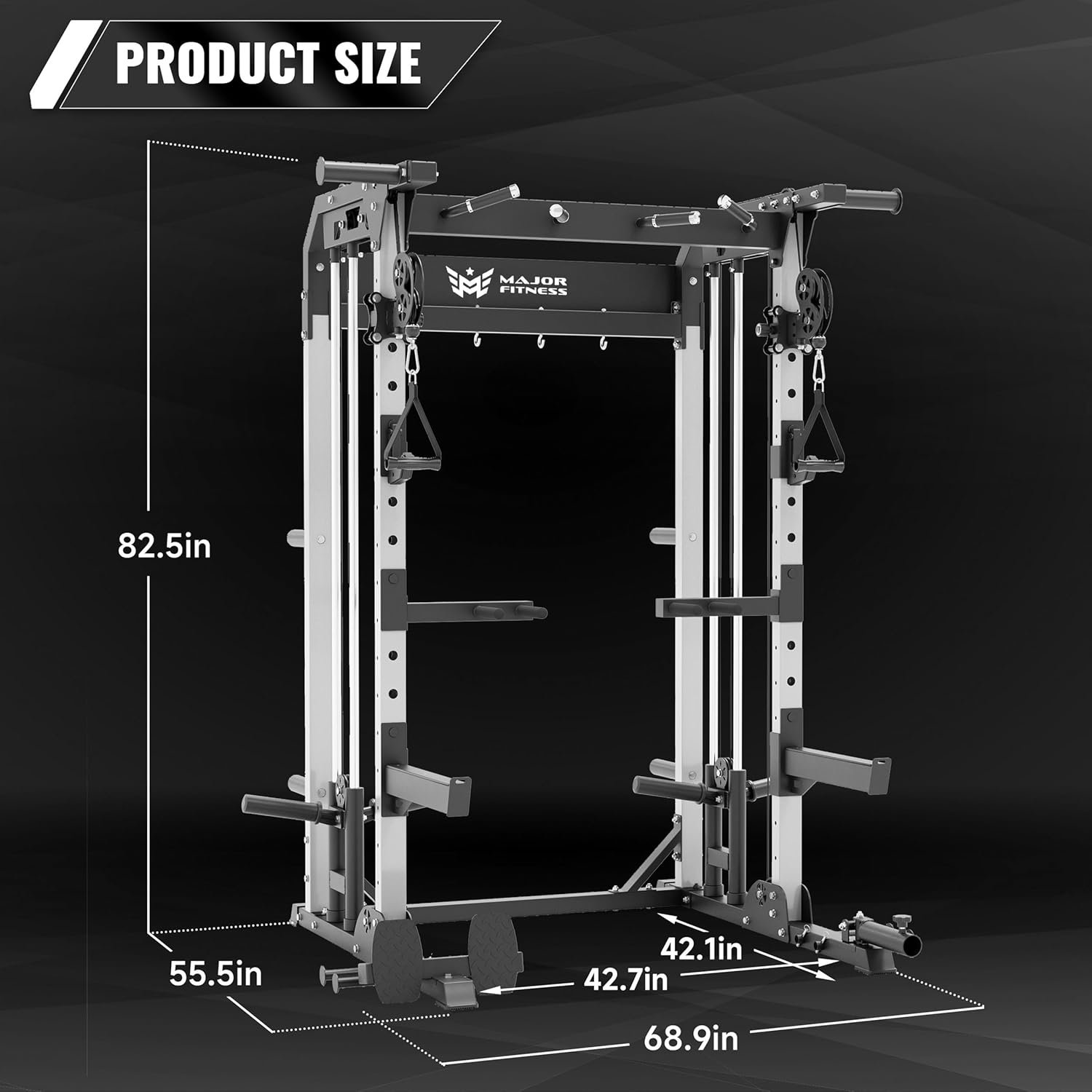 MAJOR FITNESS F22 Multi-Functional Power Rack—1600lbs Capacity All-in-One Squat Rack with Dual Pulley System for Home Gym Strength Training - Image 4