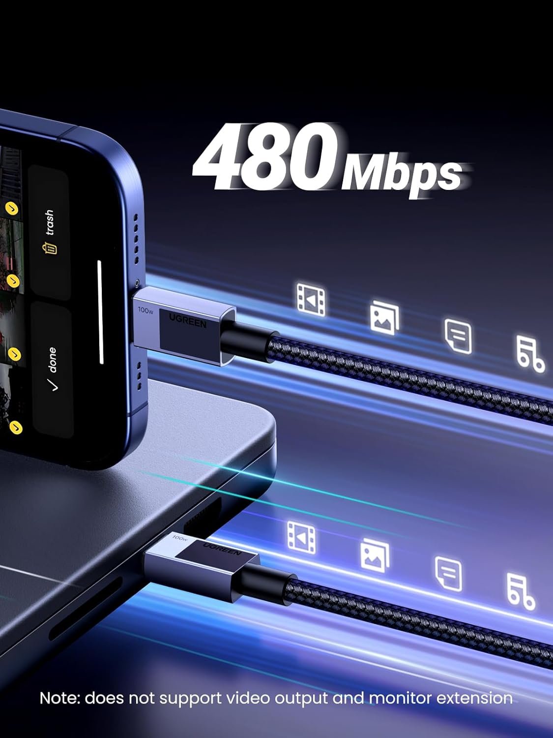 UGREEN USB C to USB C Cable, 100W USB C Cable Fast Charging, Type C Cord USB C Charger Cable for iPhone 16/16 Pro/16 Pro Max/15, MacBook Pro/Air, Galaxy S24/S23, iPad Pro/Air, Pixel 8, 3.3FT - Image 8