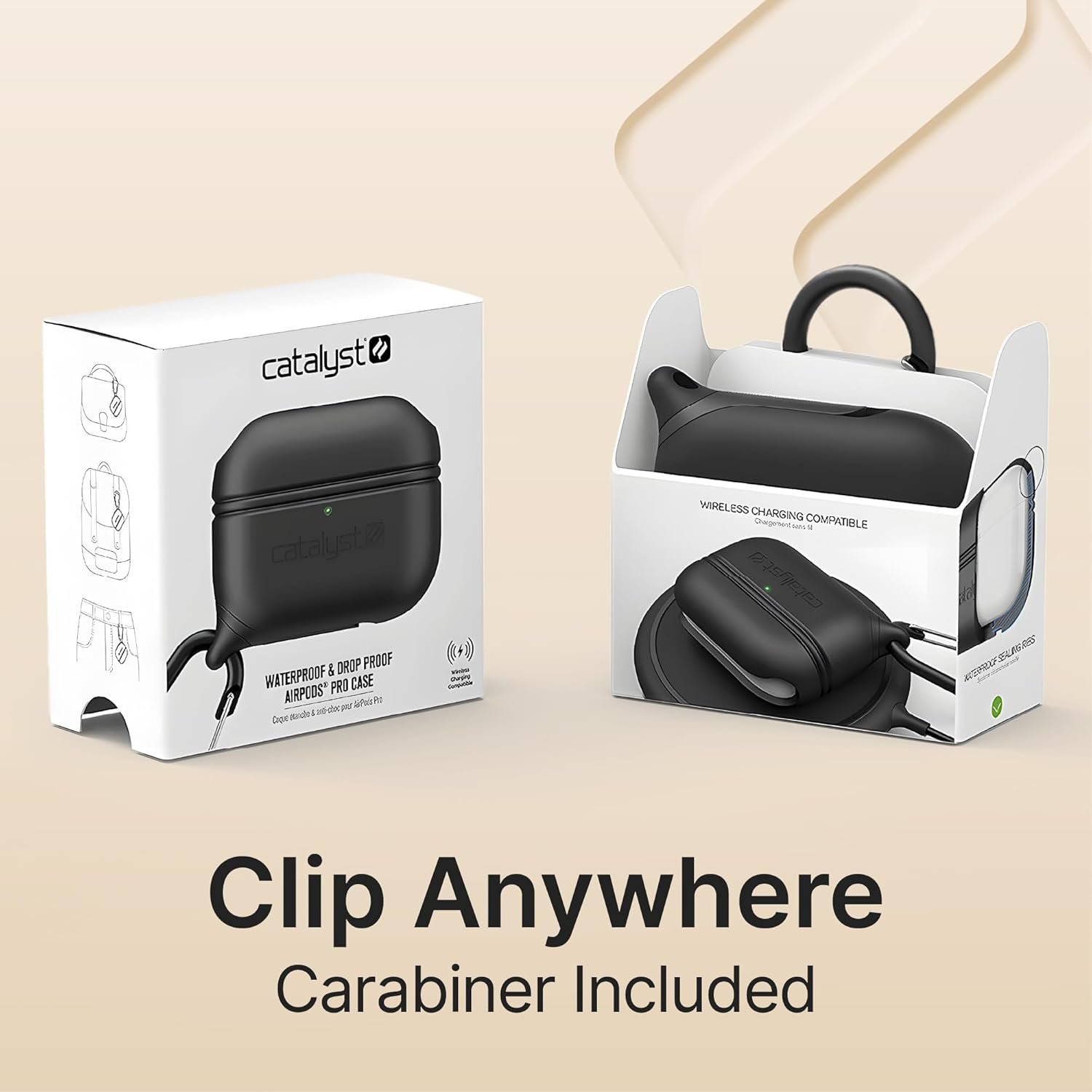 Catalyst Waterproof Case for AirPods Pro 2nd Generation and AirPods Pro 1st Generation - Wireless and USB-C Charging Compatible, One Piece Design, High Drop Protection Case with Carabiner - Image 9