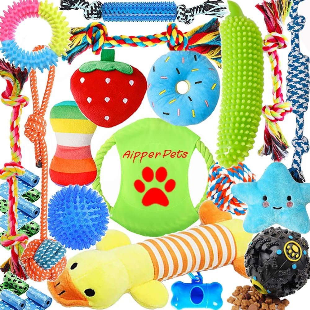 Dog Puppy Toys 25 Pack, Puppy Chew Toys for Fun and Teeth Cleaning, Dog Squeak Toys,Treat Dispenser Ball, Tug of War Toys, Puppy Teething Toys, Dog Rope Toys Pack for Puppy to Small Dogs - Image 2