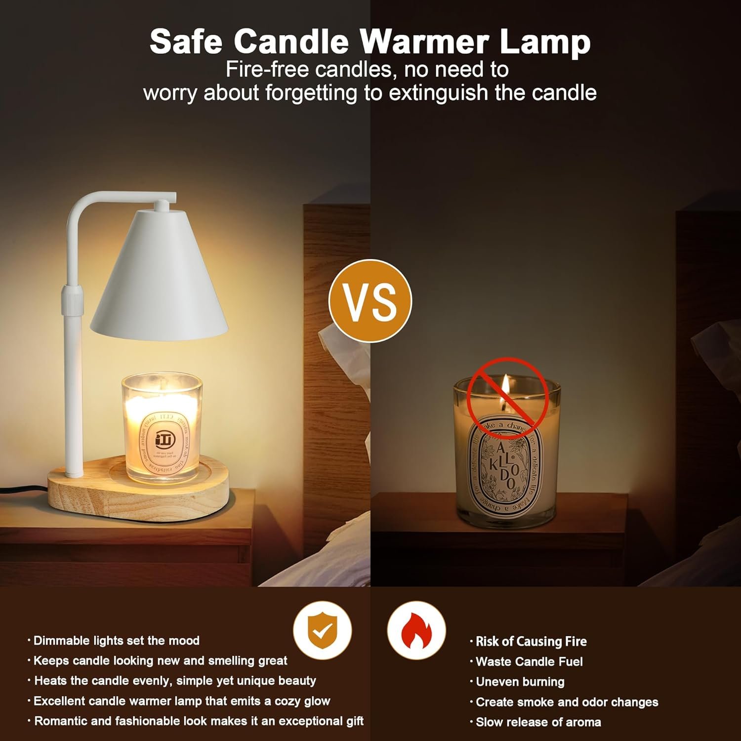 Candle Warmer Lamp with Timer, Adjustable Height Dimmable Candle Warmer with 2 Bulbs, for Mom, House Warming Gifts New Home Bedroom Decor Dimmable Candle Lamp Warmer for Scented Wax - Image 4