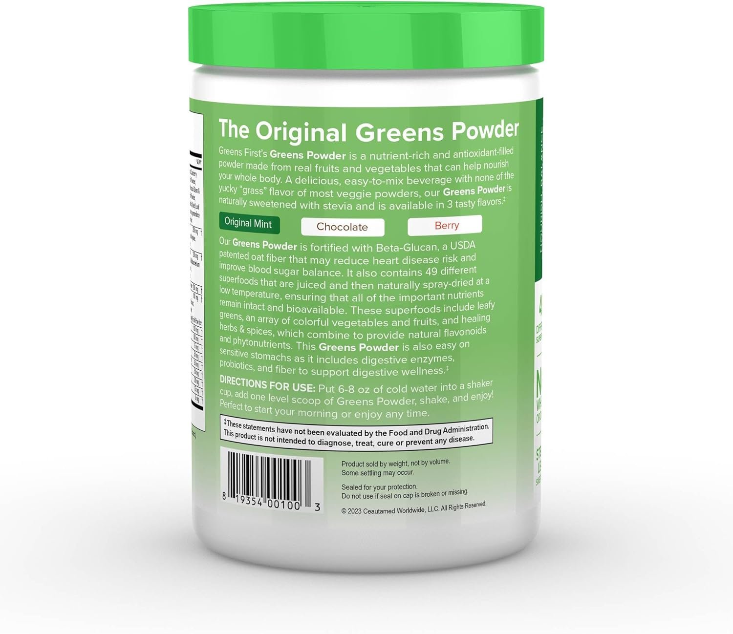 Greens First - Mint - 30 Servings - Greens Powder Superfood, 49 Superfoods, 15+ Organic Fruit & Vegetables, Antioxidant Smoothie Mix Supplement, Dairy Free, Vegan & Non-GMO - 9.86 oz - Image 9
