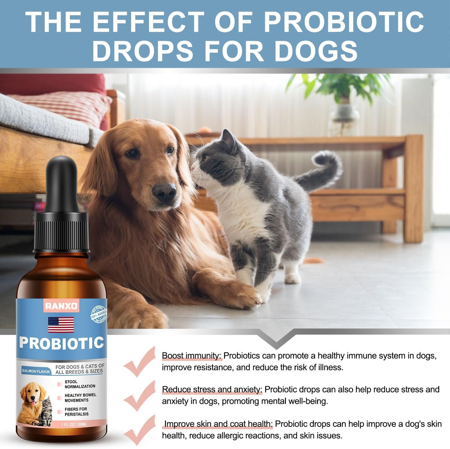 Natural Probiotics for Dogs, Probiotic Drops for Dogs with Digestive Enzymes, Probiotics for Dogs for Yeast, Itchy Skin and Itchy Ears, Supports Digestive Health, Relieves Diarrhea and Indigestion - Image 5