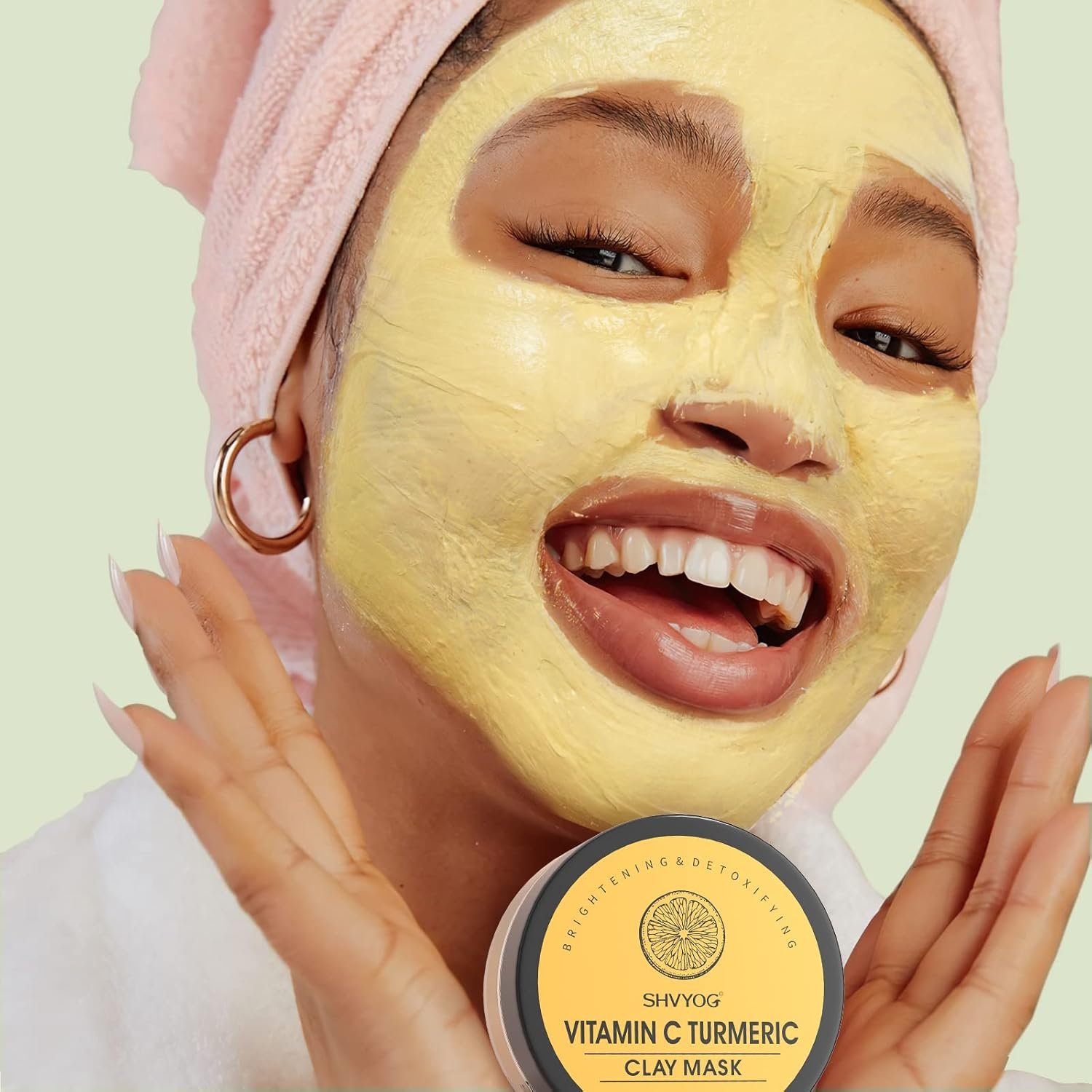 4 Pcs Clay Facial Mask Set - Turmeric, Vitamin C, Green Tea, Dead Sea Mud, and Rose Clay for Deep Cleansing, Moisturizing, and Refining Pores - 240g - Image 6