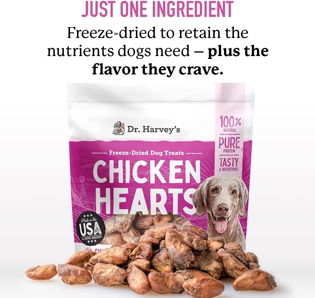 Dr. Harvey's Raw Freeze Dried Chicken Hearts Training Dog Treats, Single Ingredient, with Real Chicken Hearts for Dogs, 7 Ounces - Image 3