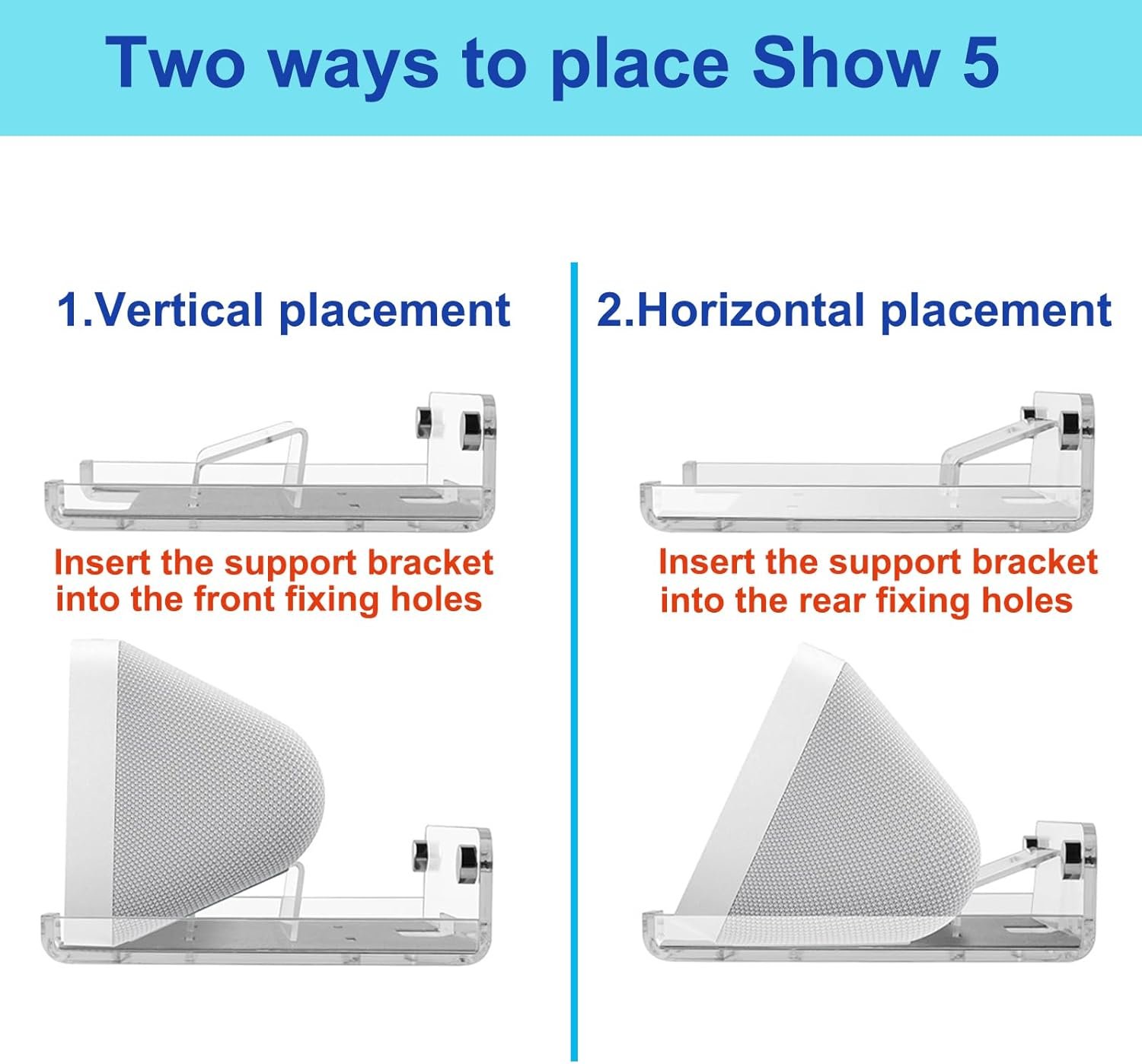 Show 5 Wall Mount Holder, Echo Show 5 Stand Wall Mount, Echo Show 5 Storage Rack, Acrylic Stand Shelf for Amazon Echo Show 5 (1st & 2nd Gen) - Image 5