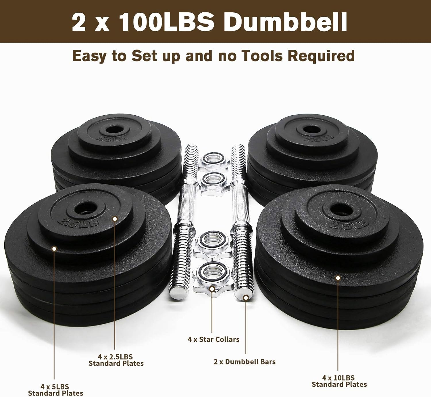 One Pair of Adjustable Dumbbells Kits-200lbs(2x100lbs) - Image 4