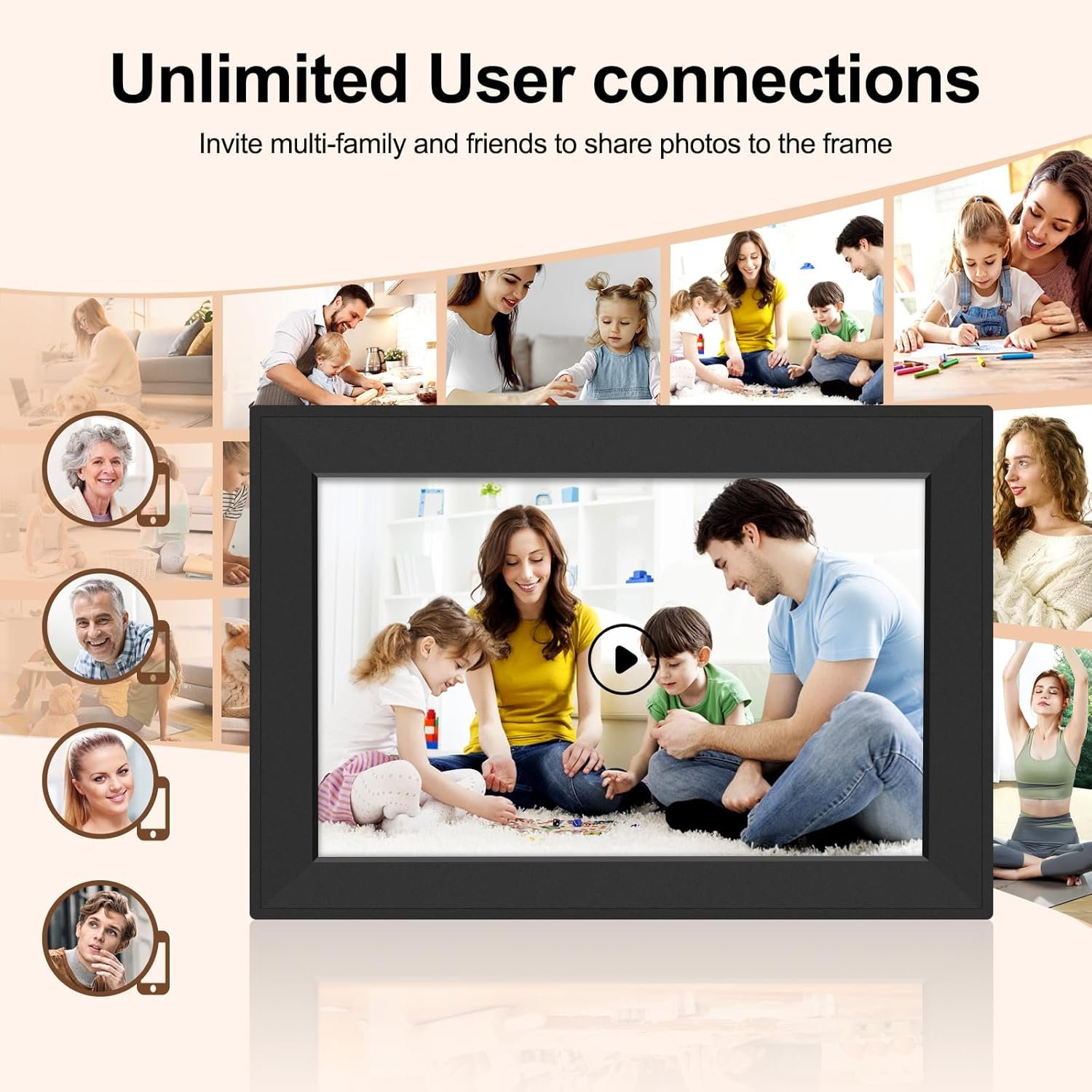 10.1 Inch WiFi Digital Picture Frame, Smart Electronic Clound Digital Photo Frame with 1280 * 800 HD Touch Screen, Instantly Share Photos & Video, Gift for Friend and Family - Image 4