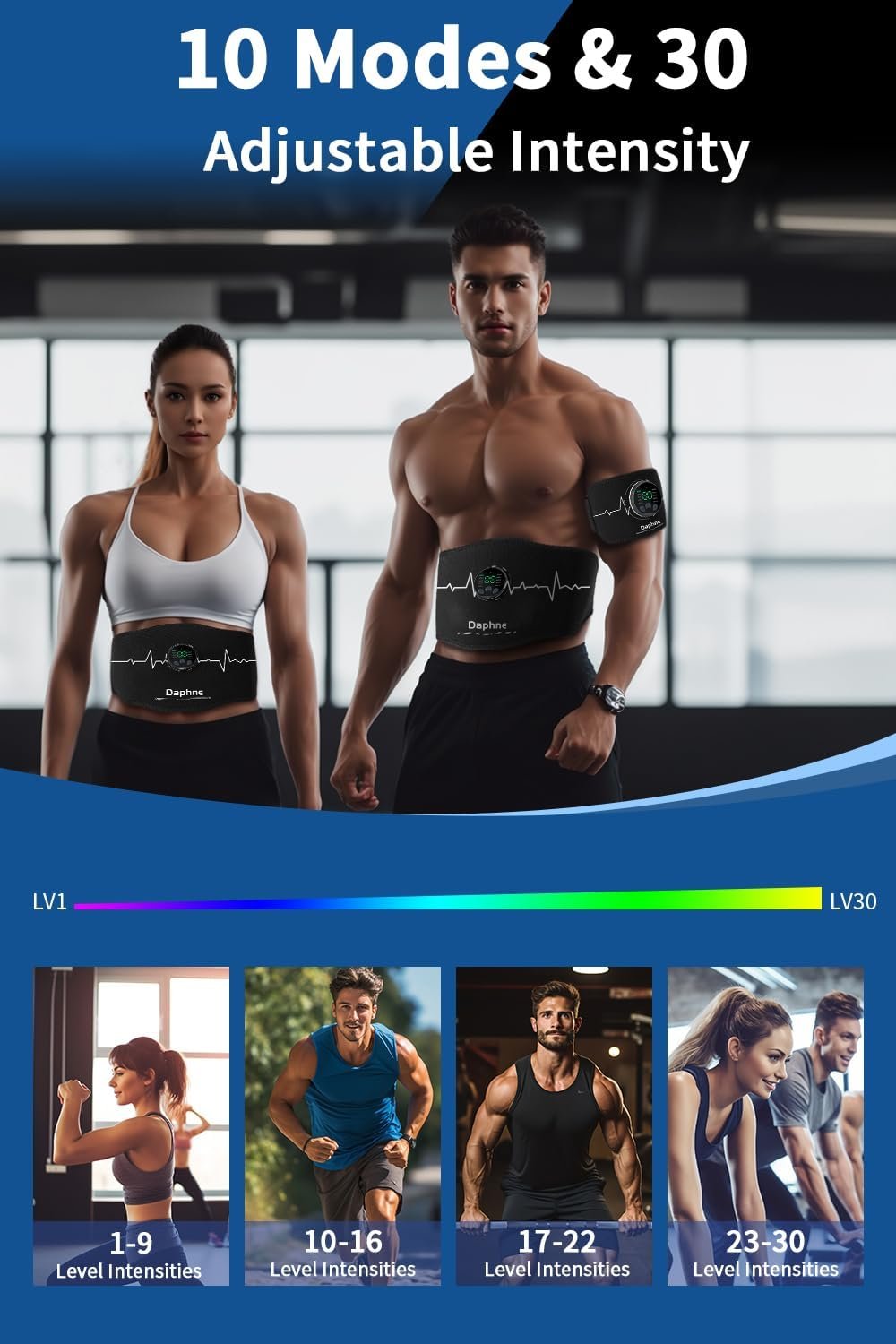 Daphne ABS Stimulator, Ab Stimulator Muscle Toner, Effective Muscle Stimulator for Abdomen, Arms, Legs, Home Office Abdominal Toning Belt, Fitness Workout Equipment for Men,Women White - Image 6