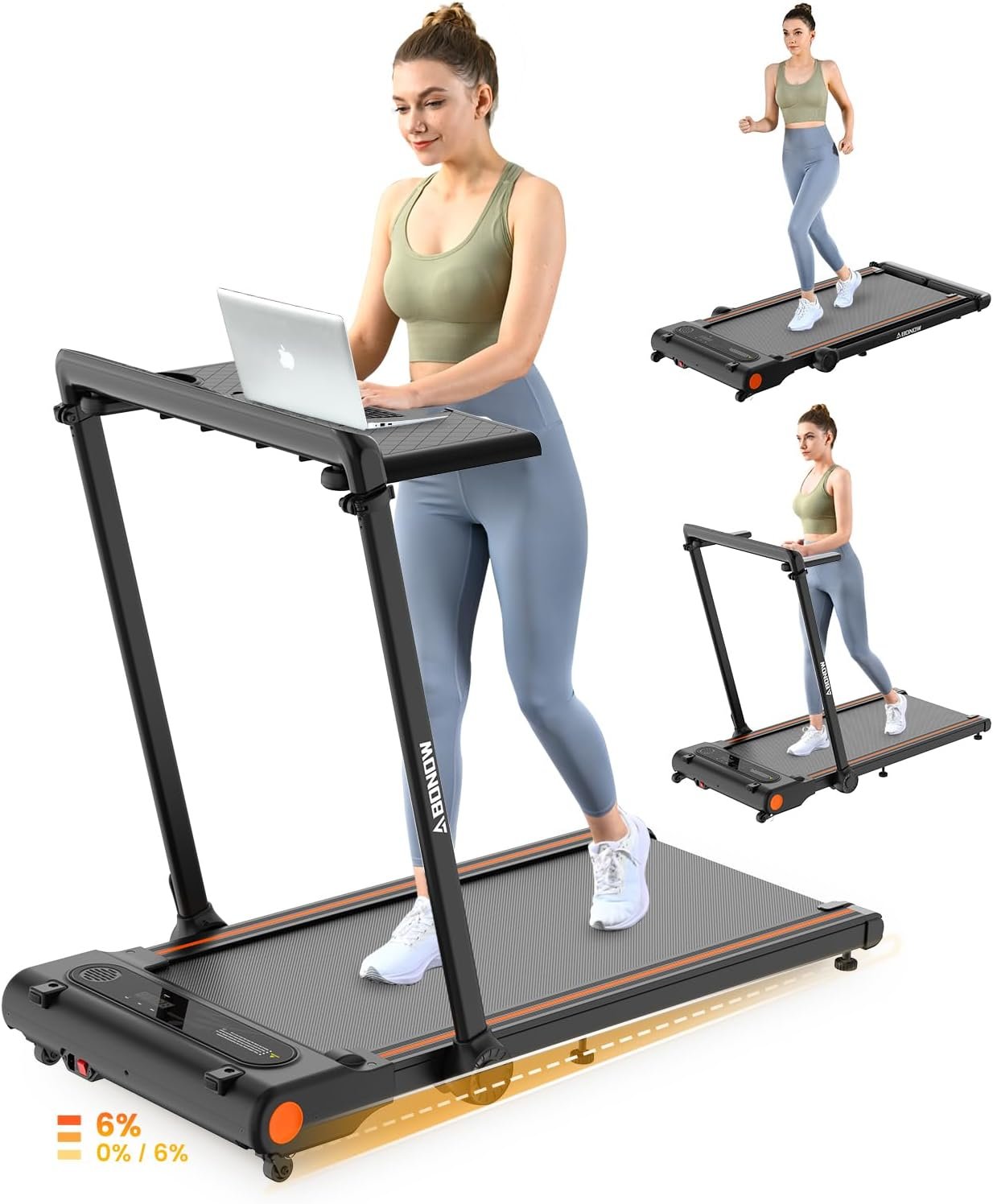 Walking Pad, Under Desk Treadmill with Incline for Home Office 2.5HP Portable Walking Treadmill with 280 Lbs Weight Capacity Walking Machine, Remote Control, LED Display - Image 2