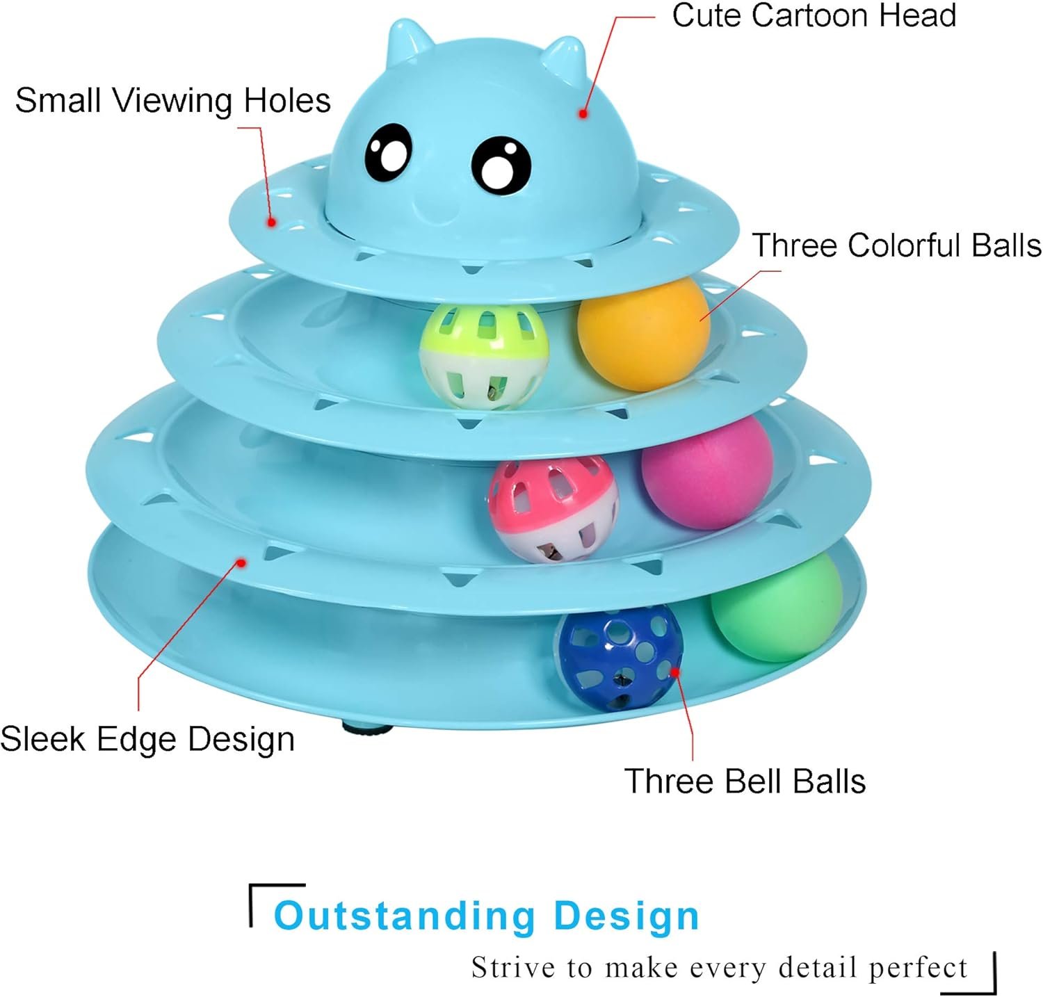 UPSKY Cat Toy Roller 3-Level Turntable Cat Toys Balls with Six Colorful Balls Interactive Kitten Fun Mental Physical Exercise Puzzle Kitten Toys - Image 5