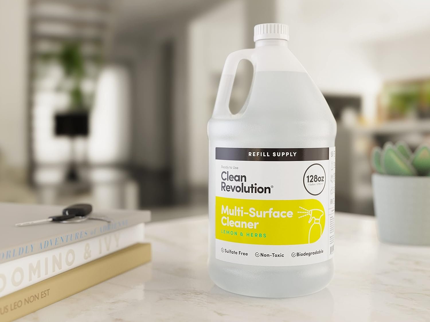 Clean Revolution Multi Surface Cleaner Refill Supply, Non-Toxic, Eco-Friendly & Plant-Based, Ready to Use, Lemon & Herbs, 128 Fl Oz (1 Gallon) - Image 3