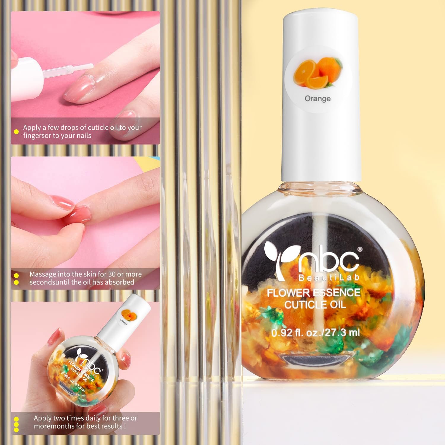 Cuticle Oil, Nail Growth Oil Natural Blend of Jojoba, Vitamin E Nail Cuticle Oil for Repairs Cuticles Overnight Moisturizes and Strengthens Nails Cuticles 2 x 0.92 oz Orange & Rose - Image 6