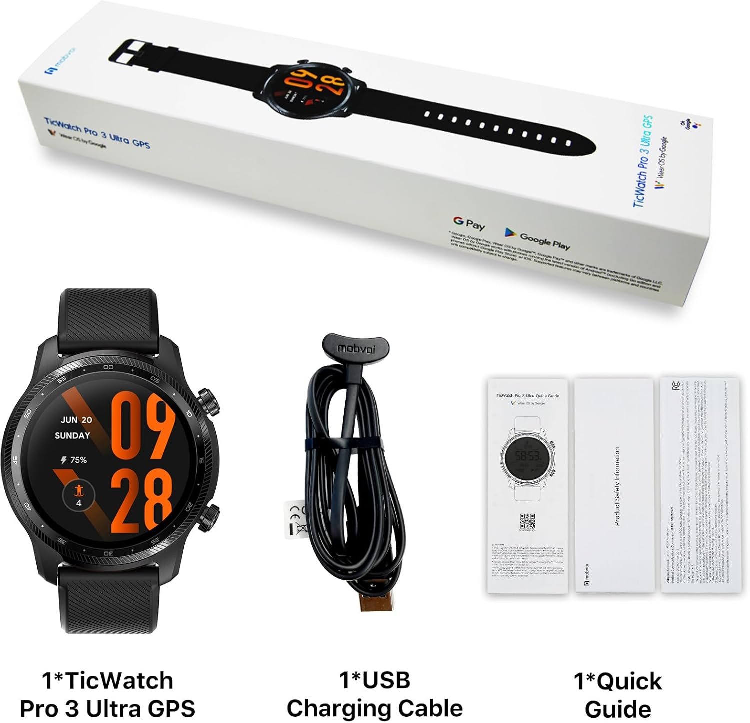Ticwatch Pro 3 Ultra GPS Smartwatch Qualcomm SDW4100 and Mobvoi Dual Processor System Wear OS Smart Watch for Men Fatigue Assessment 3-45 Days Battery NFC Mic Speaker iOS Android Compatible - Image 9