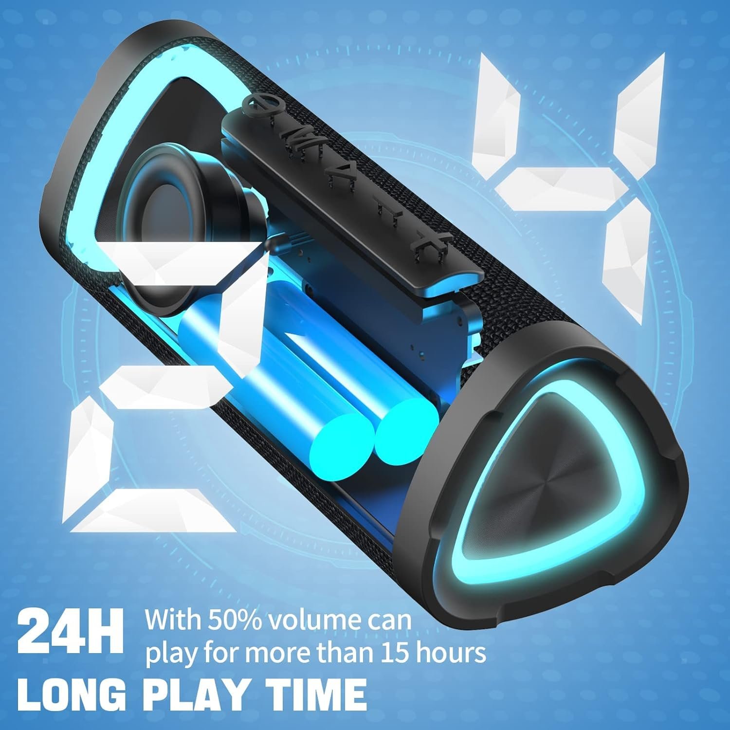 Vanzon Bluetooth Speakers,V40 IPX7 Waterproof Portable Wireless Speaker with 24W Loud Stereo Sound&Up to 24H Playtime,TWS,RGB Multi-Colors Rhythm Lights for Outdoor, Home, Party, Beach, Travel-Black - Image 5