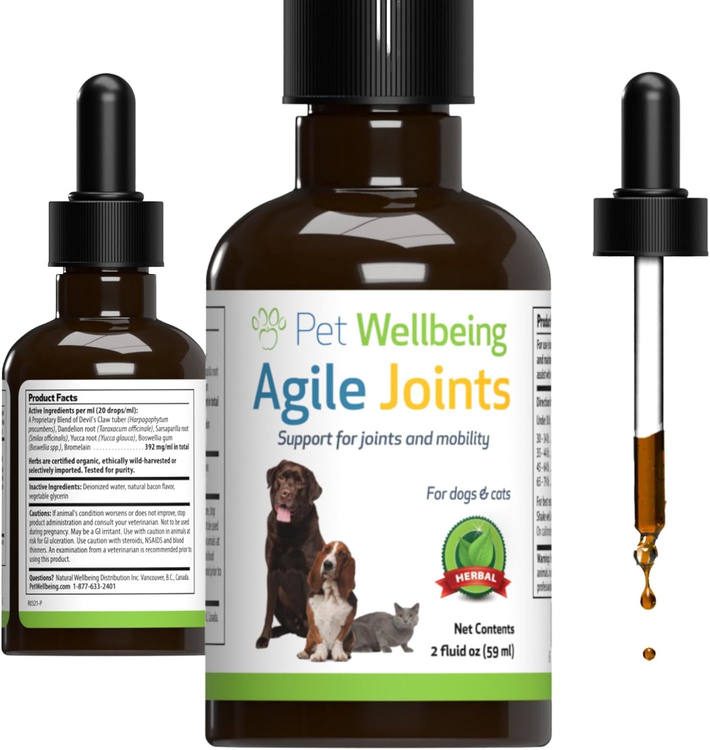Pet Wellbeing Agile Joints for Dogs - Vet-Formulated - Joint Health, Mobility, Ease of Movement - Natural Herbal Supplement 2 oz (59 ml) - Image 2