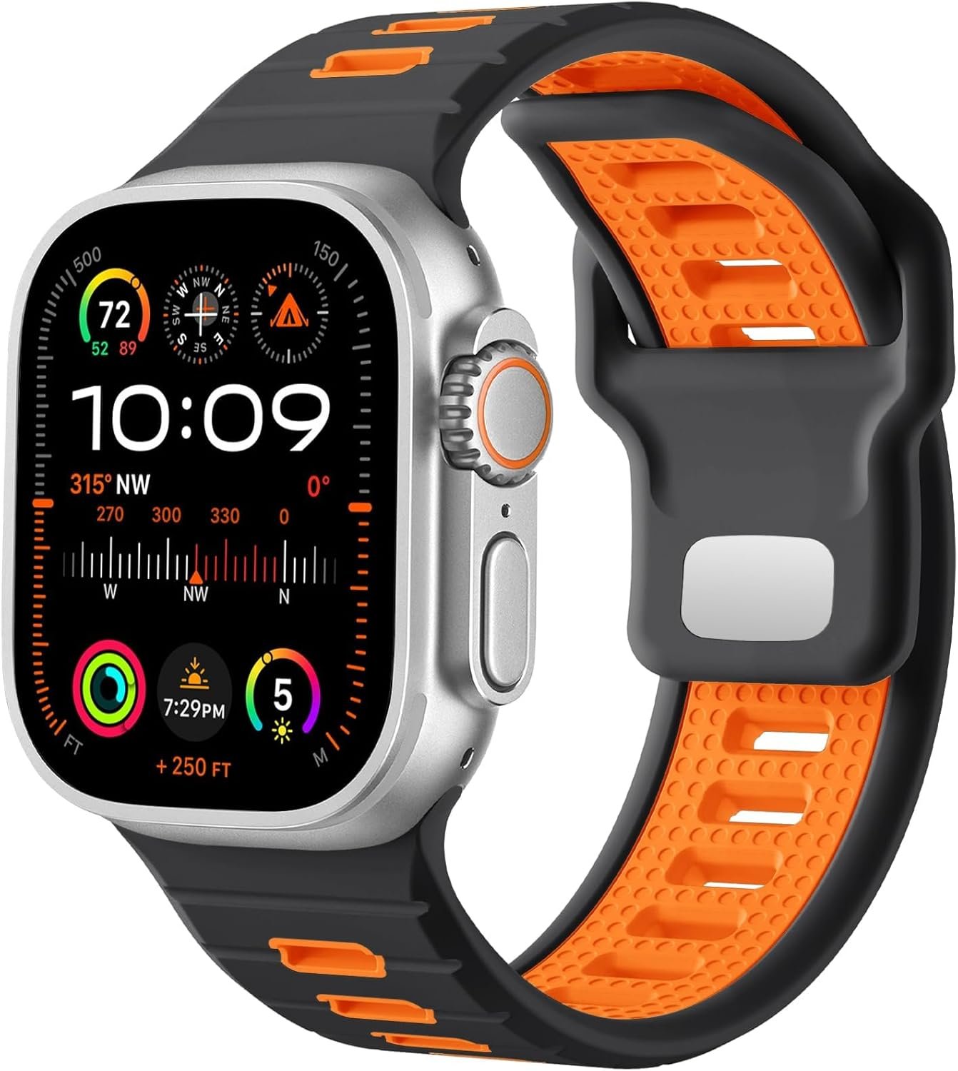 Odbeai Sport Band Compatible with Apple Watch Ultra 2/Ultra Band,Compatible with Apple Watch Bands for Men 49mm 46mm 45mm 44mm 42mm,Silicone Loop Waterproof Strap for iWatch Bands Series SE 10 9 8-1 - Image 2