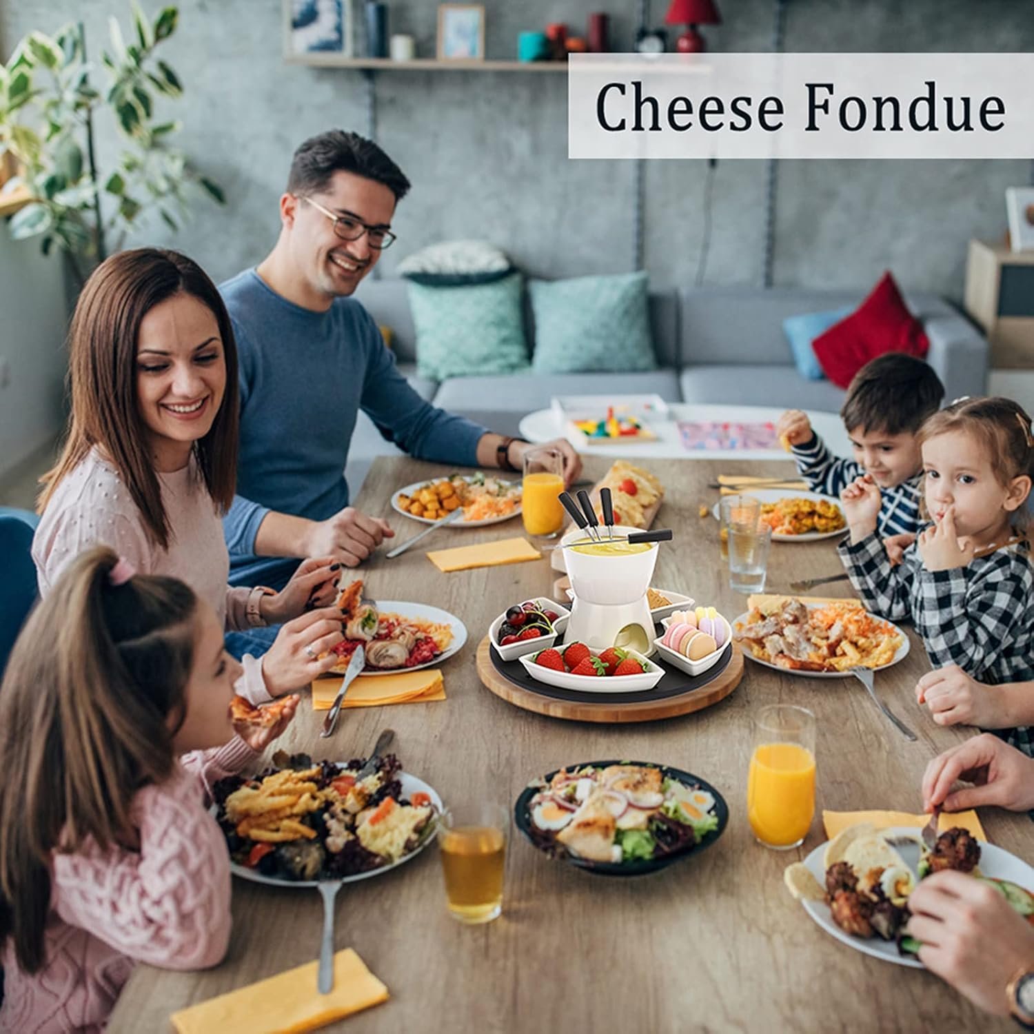 300ML Ceramic Butter Warmer Set with Wooden Pallet, Fondue Pot Melting Pot Set, Melt Hot Pot Bowl Set For Cheese Chocolate Butter Caramel, with 4 Forks and 4 Dishes - Image 5