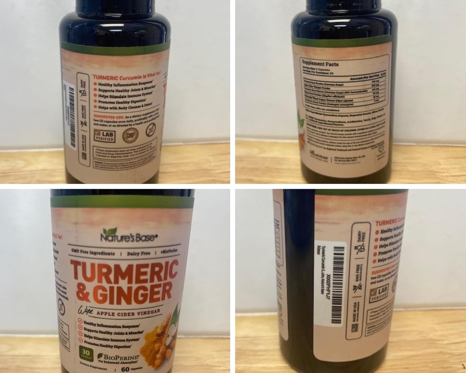 Turmeric and Ginger Supplement - Tumeric Curcumin Joint Support Pills - with Apple Cider Vinegar & BioPerine Black Pepper - 95% Curcuminoids - 60 Capsules - Image 9