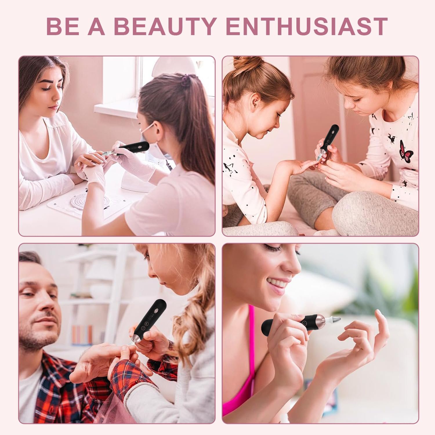 Professional Manicure Pedicure Kit, 9 in 1 Cordless Nail Drill with 100 pcs Nail Drill Bits Sanding Bands, Nail Grinder for Human, 5 Speeds Electric Nail Drill, Nail Dremel Kit for Home and Salon Use - Image 8