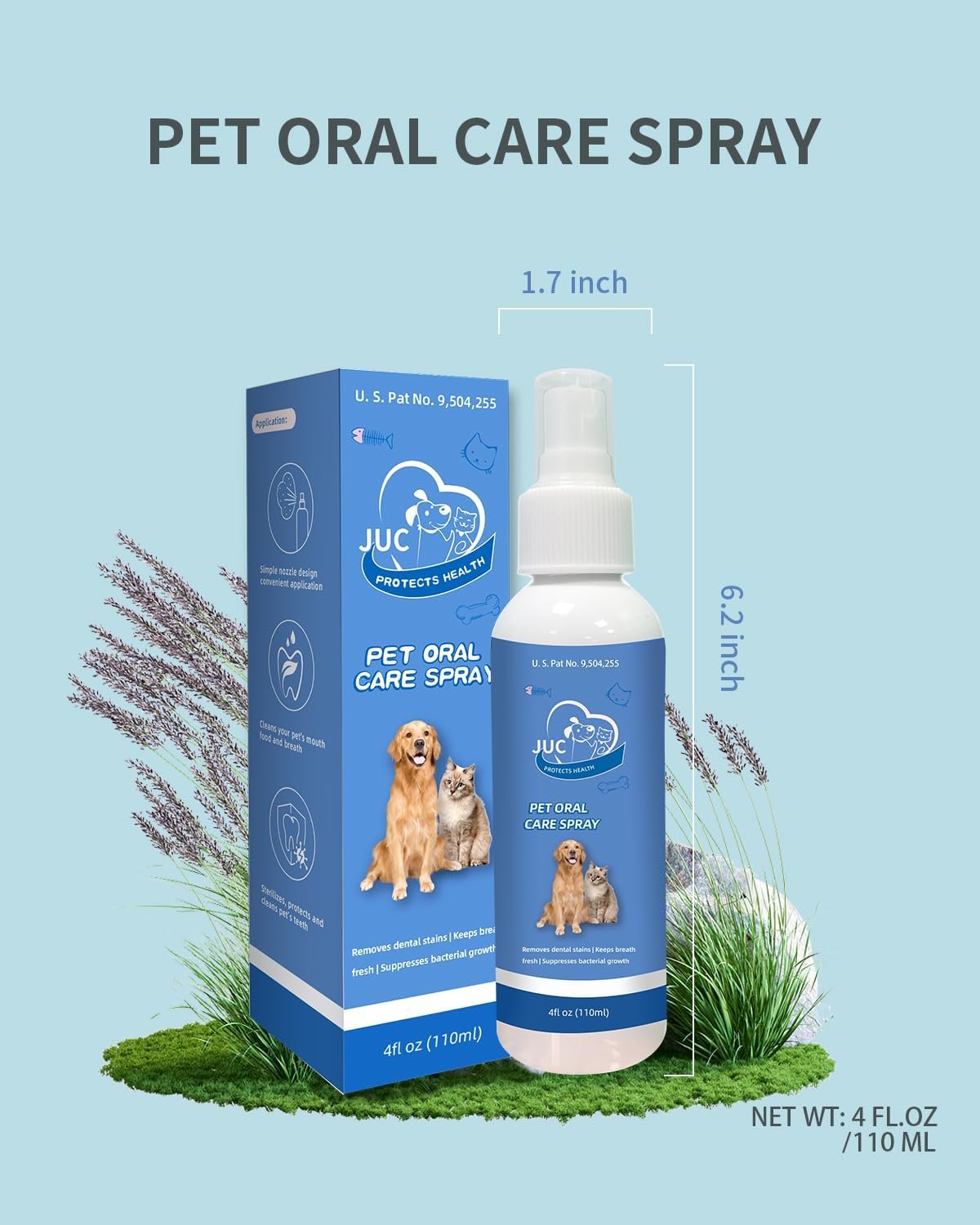 JUC Dog Breath Freshener for Dogs & Cats Teeth Cleaning Spray Dog Bad Breath Pet Oral Care Spray 4fl.oz - Image 8