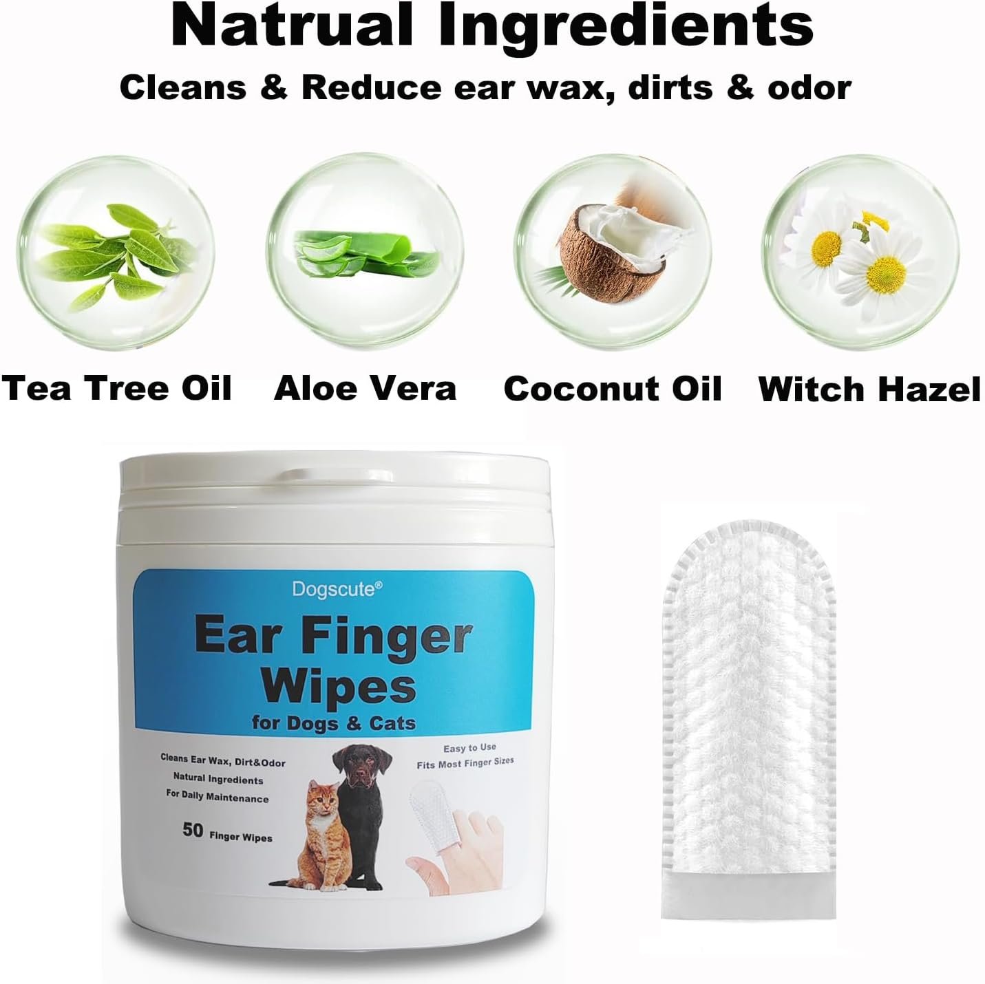 2 Pack Dog Ear Finger Wipes, Dog Ear Cleaner, Grooming Kit Care for Dogs and Cats, Soft & Easy Otic Cleaning Pads, Gently Remove Ear Wax, Dirt & Odor - Image 4