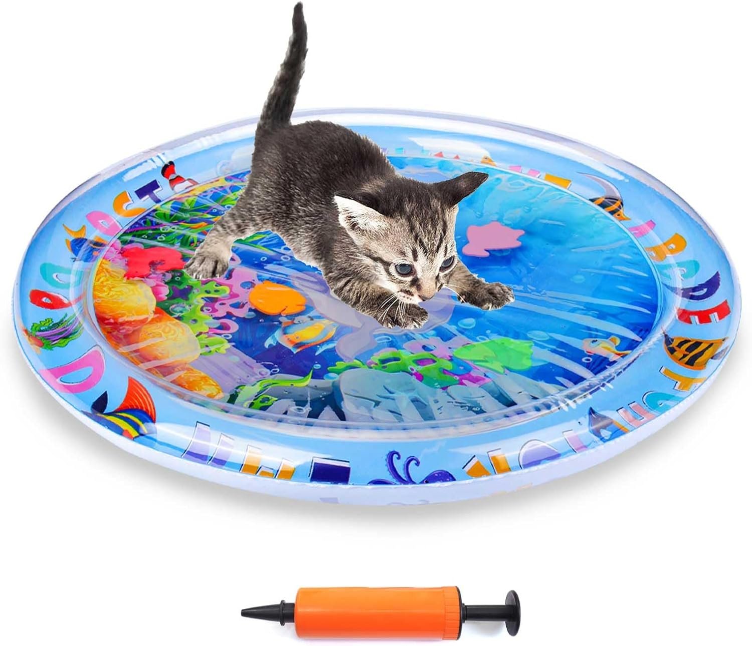 Palksky Cat Water Mat for Cats, Upgraded-Thicken Unbreakable Cat Splash Play Mat, Cat Water Play Mat for Indoor Cats, Interactive Cat Enrichment Toys for Self Play - Image 2