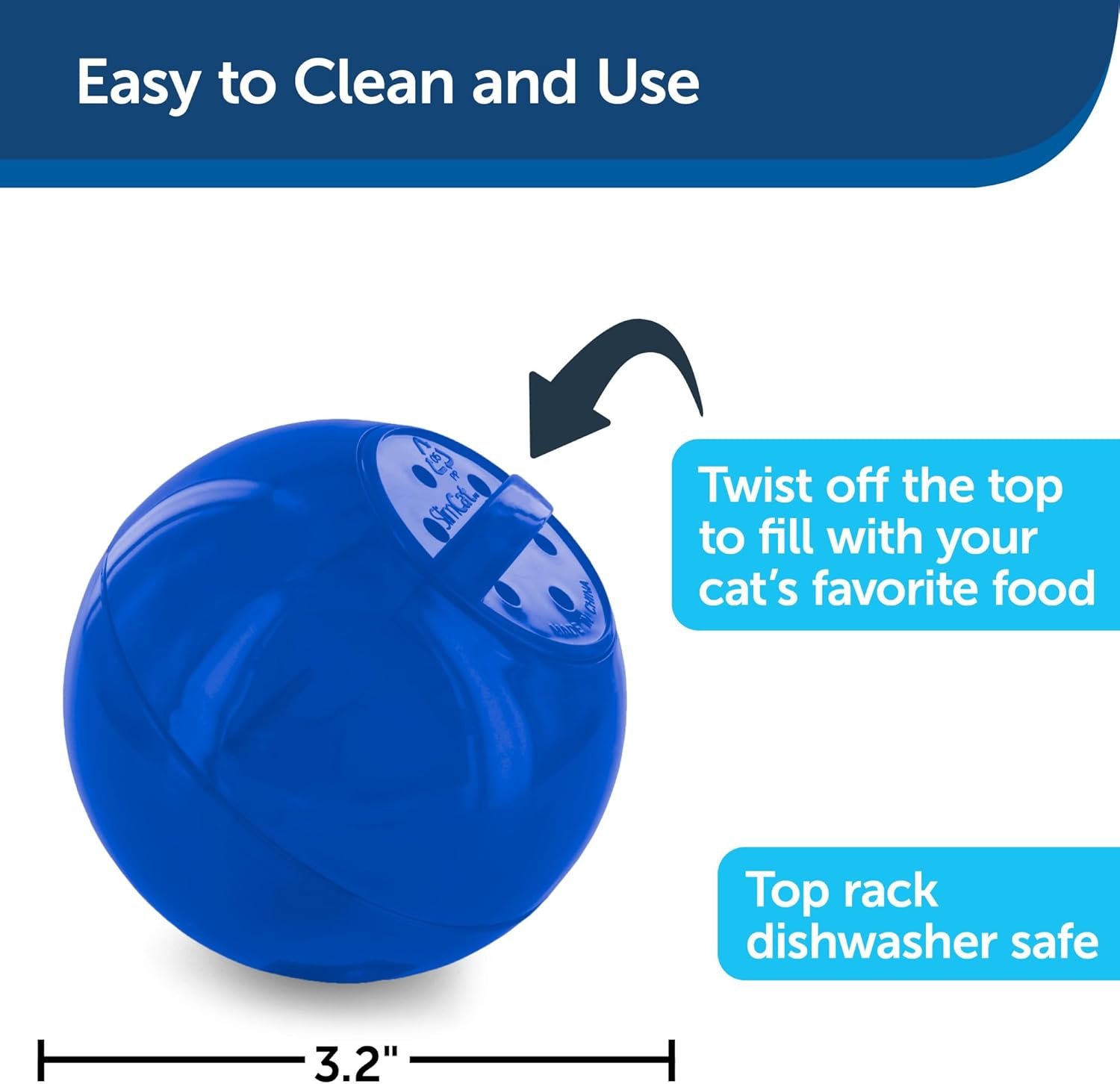 PetSafe Slimcat Feeder Ball - Interactive Game for Your Cat - Fill with Food and Treats - Blue - Image 4