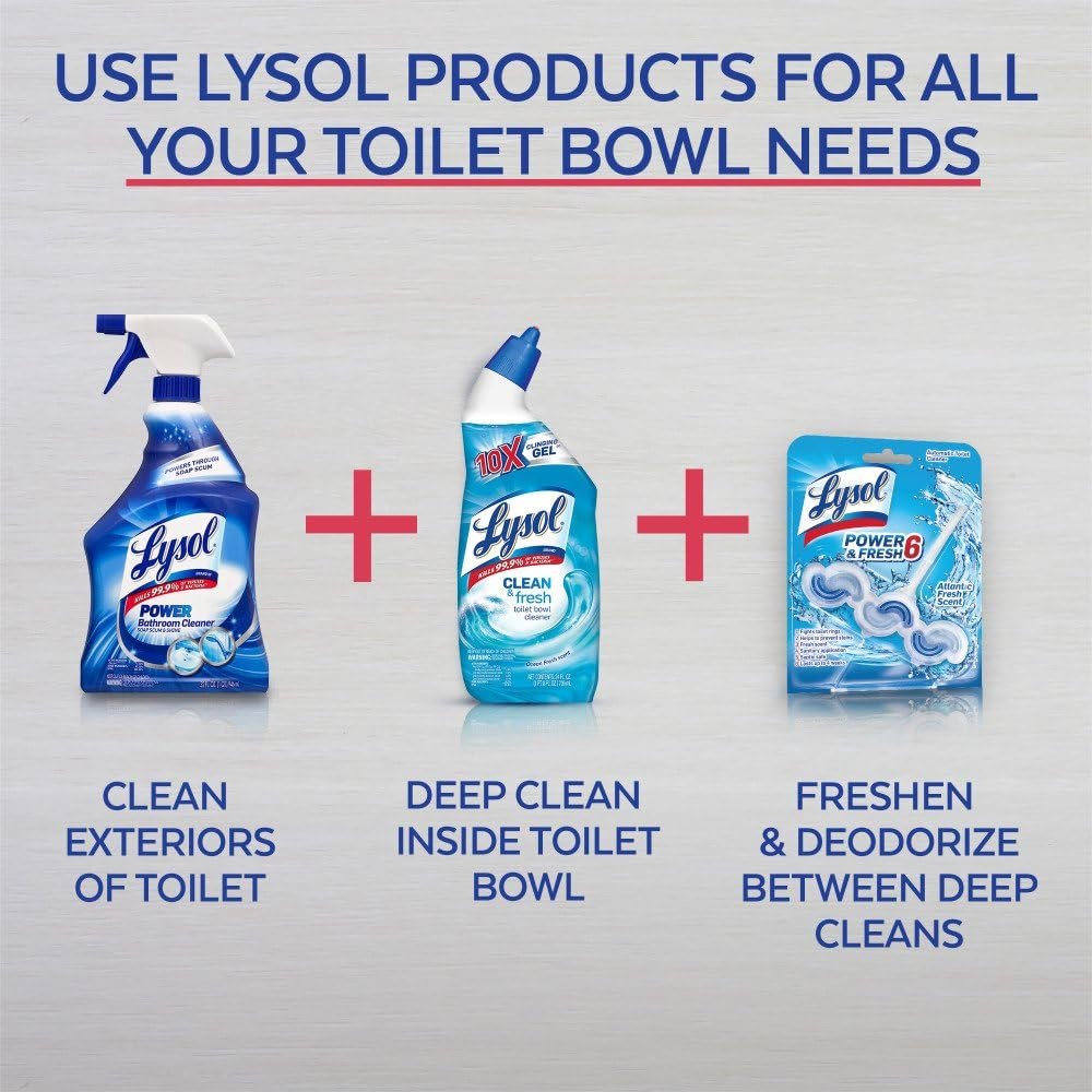 Lysol Toilet Bowl Cleaner Gel, For Cleaning and Disinfecting, Stain Removal, Forest Rain Scent, 24oz - Image 6