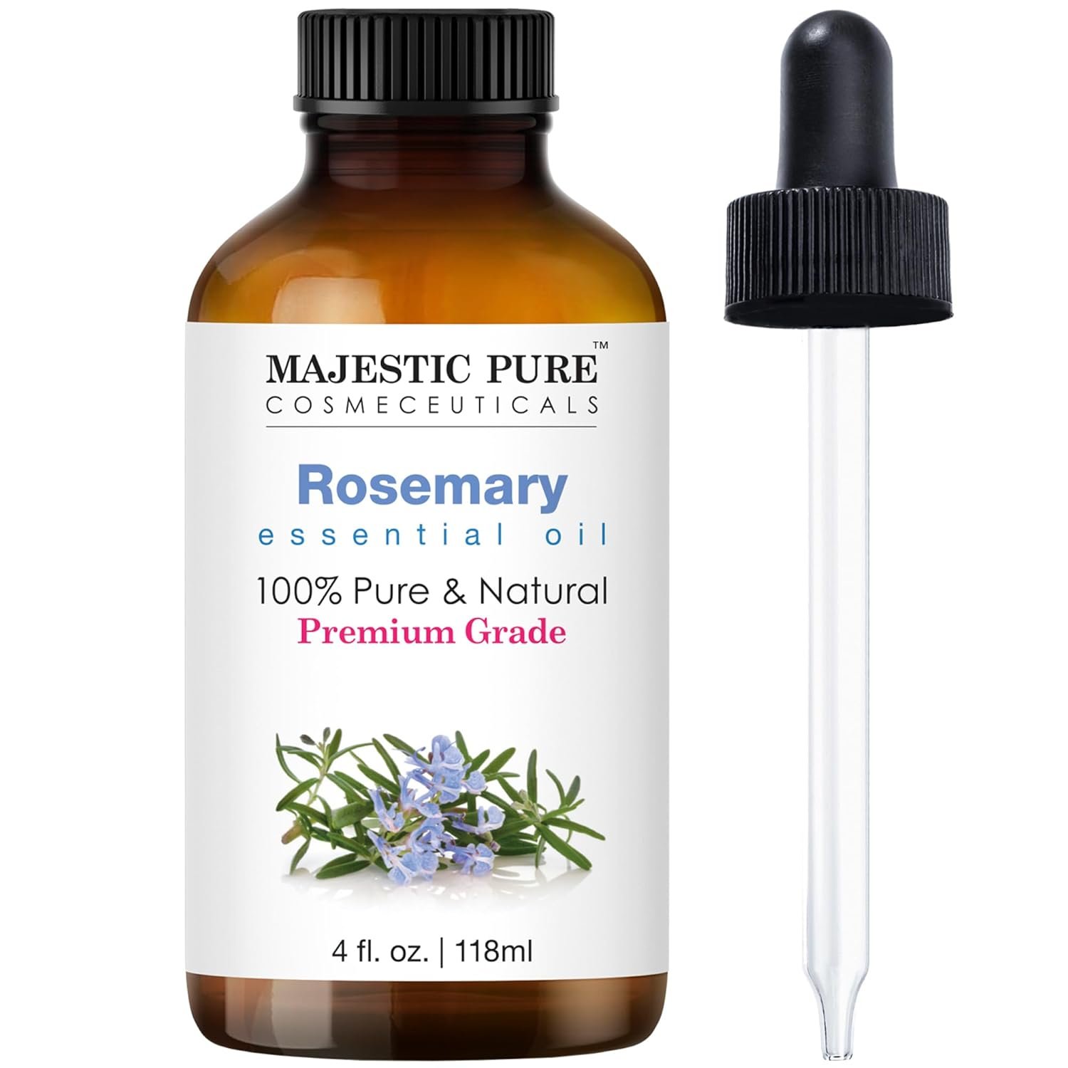 Majestic Pure Organic Rosemary Essential Oil - 100% Pure & Premium Rosemary Oil for Hair Growth, Skin, Face, Aromatherapy & Diffuser - 4 fl oz | Perfect Organic Rosemary Oil for Hair Growth - Image 2
