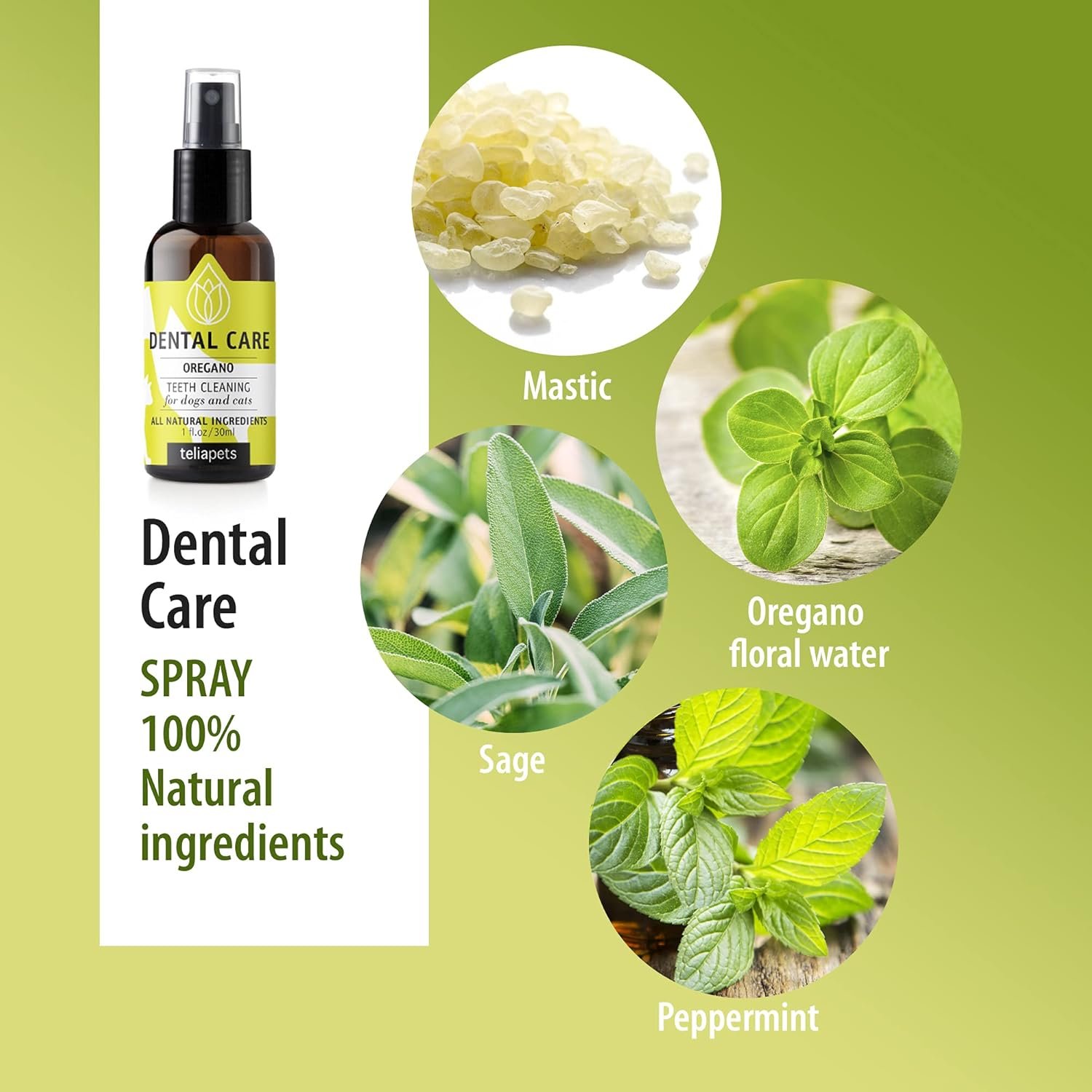 Teliapets Oregano Dental Care Spray for Pet's Teeth & Gums - Natural Dog's & Cat's Teeth Cleanser - Bad Breath, Plaque, Periodontitis & Gingivitis Fighter -Quick & Simple Oral Relief - 30ml / 1oz - Image 7