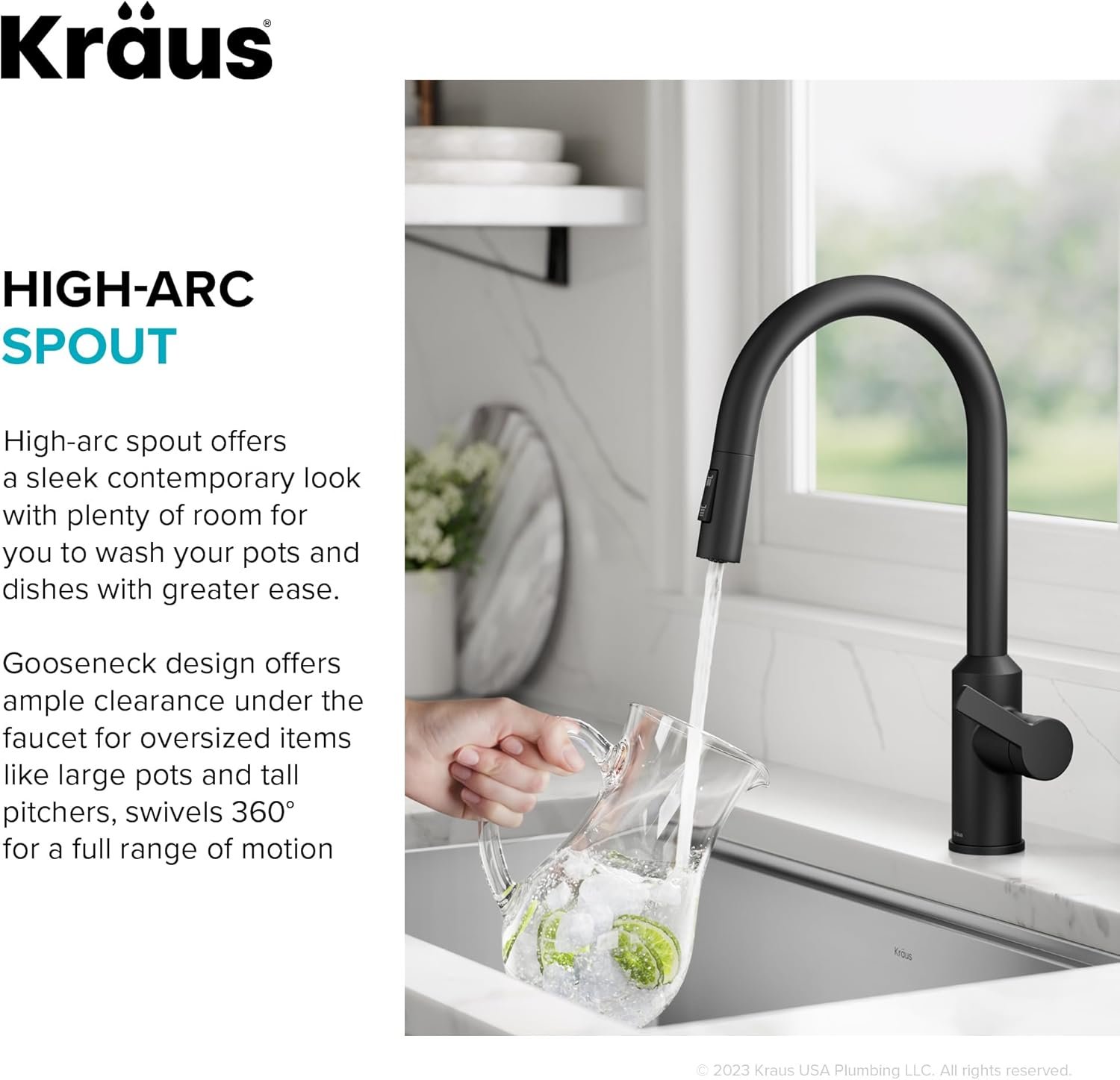KRAUS Oletto Touchless Sensor Pull-Down Single Handle Kitchen Faucet in Matte Black, KSF-2830MB - Image 12