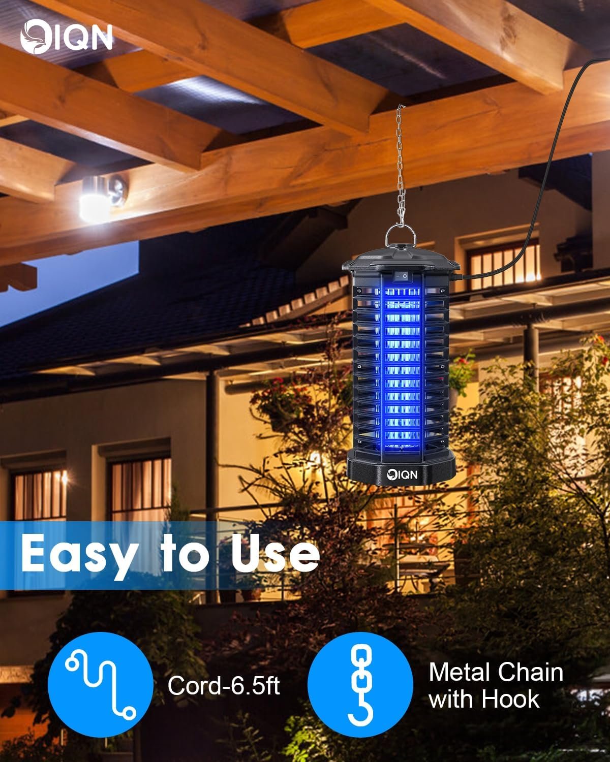 Bug Zapper Outdoor, Plug in Electric Mosquito Fly Zapper w/ 15W Light & 4200V Grid & on/Off Switch, Mosquito Traps & Killer for Indoor, Kitchen, Patio, Backyard and More (Black) - Image 5