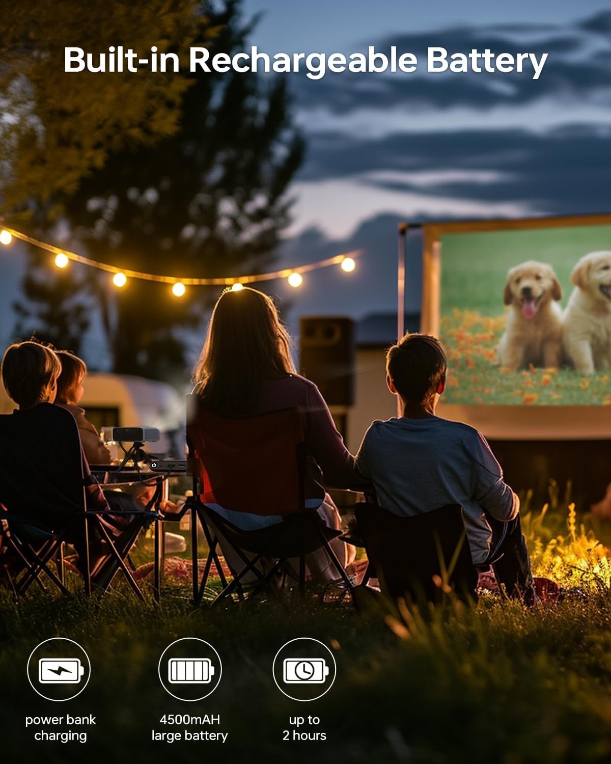 Mini Projector,DLP Projector with Wifi and Blutooth,Electric Focus & Auto Vertical Keystone Portable Projector ,1080P Supported HD Projector for iPhone,Android,HDMI,USB,Fire TV Stick-Blue - Image 9