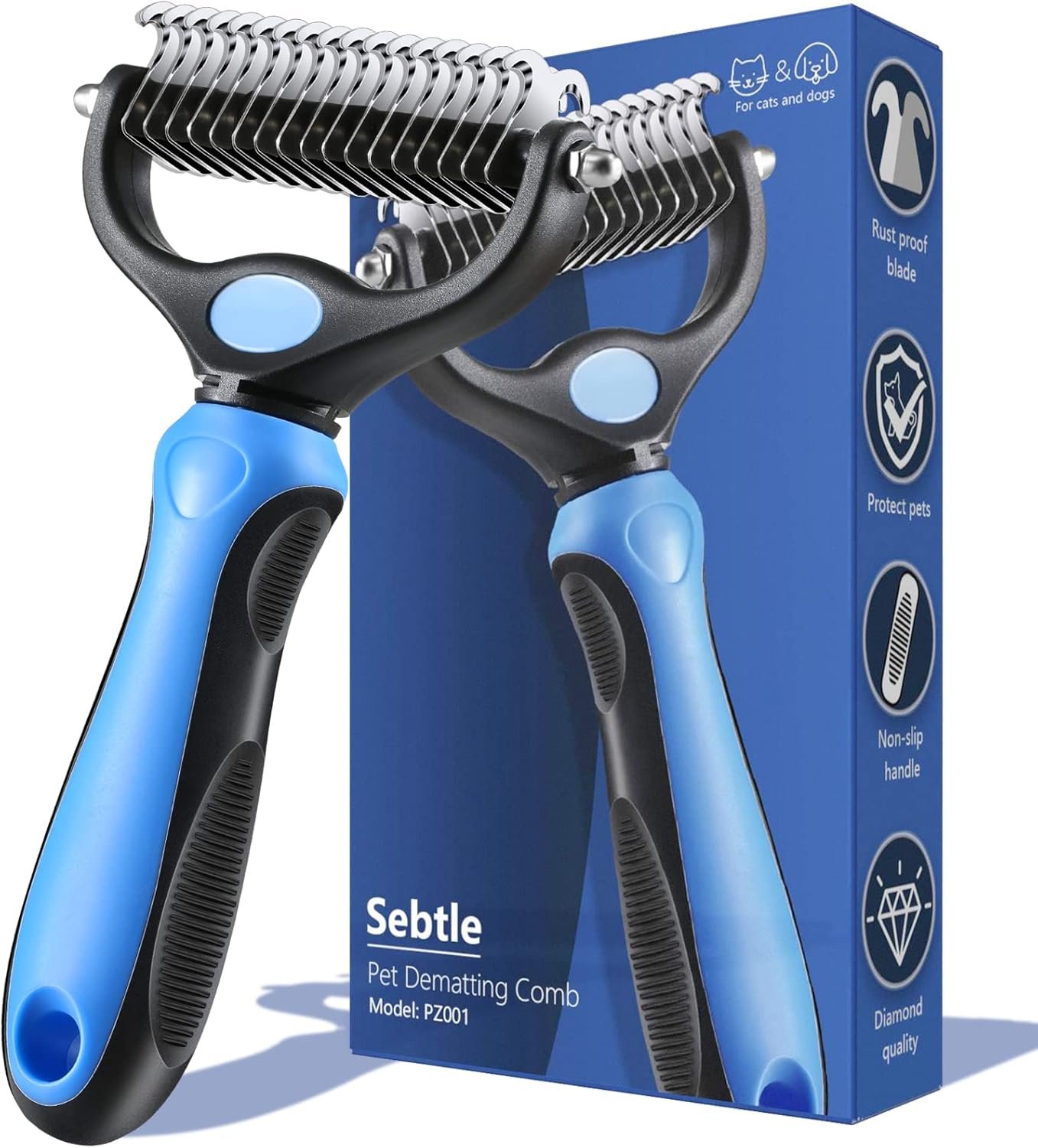 Dog Brush for Shedding,Double Sided Undercoat Rake Comb, Pet Grooming Brush for Small, Medium Dogs and Cats,Furminator Tool Remove 98% Mats,Tangles - Image 2